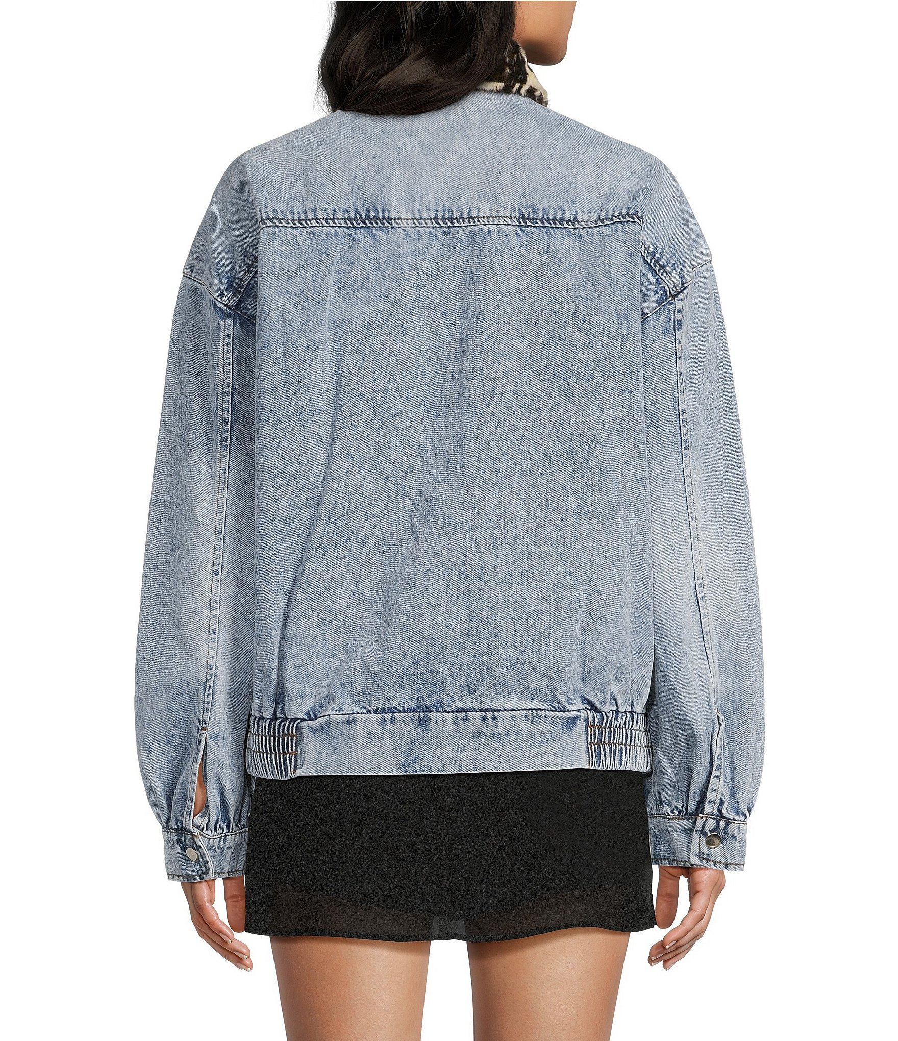 GB Cow Trim Zip Front Denim Jacket