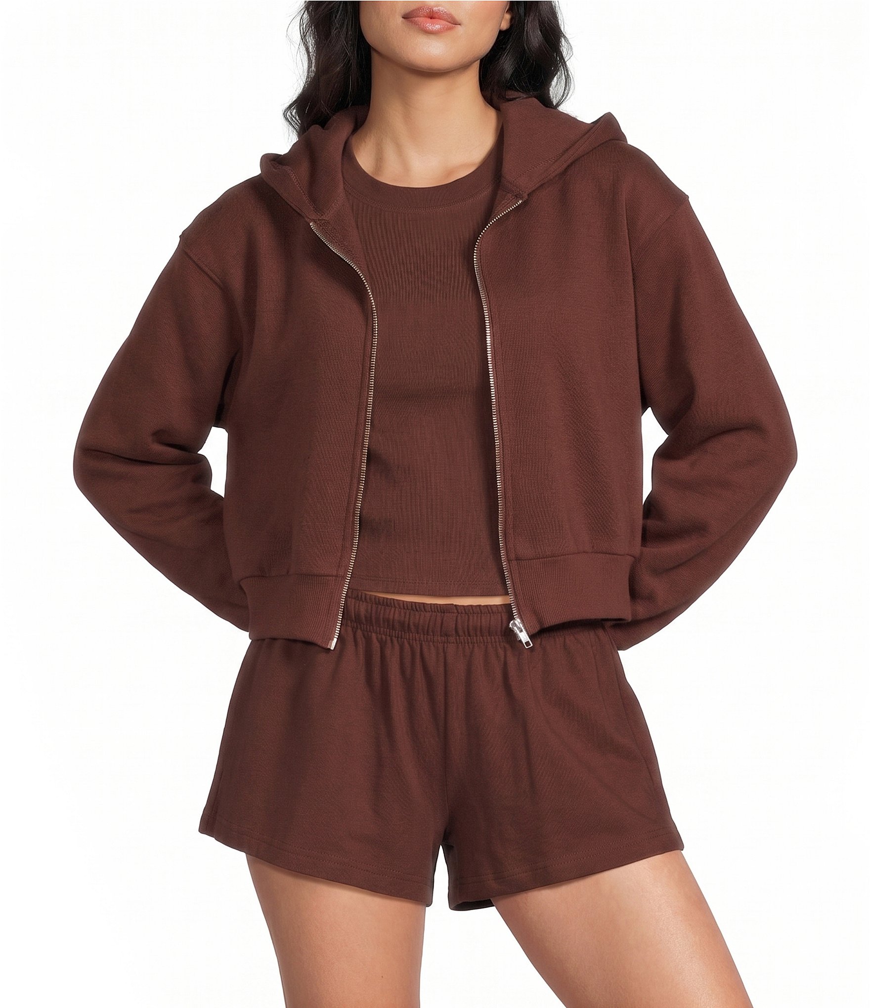 GB Cropped Zip Front Coordinating Hoodie