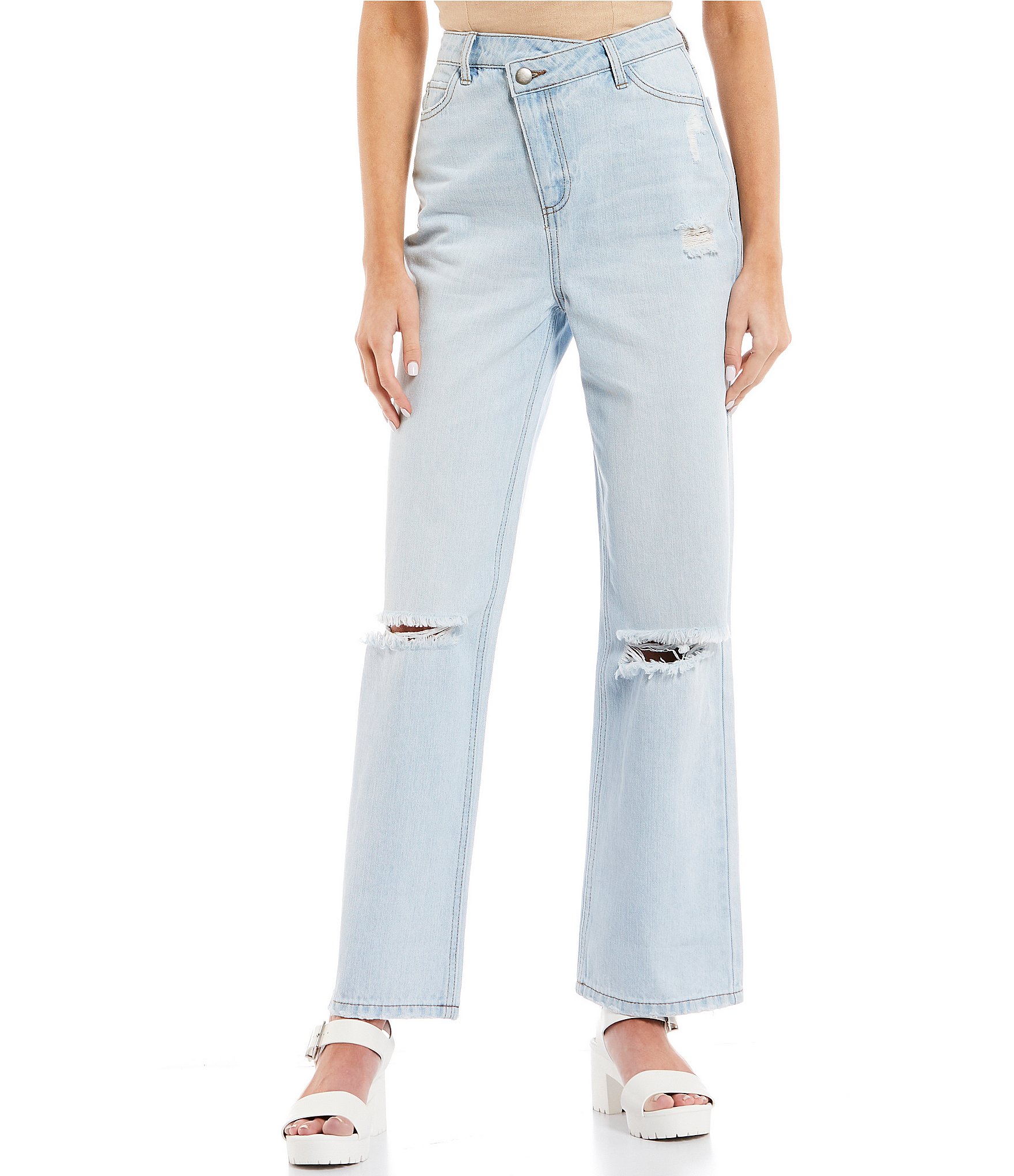 GB Crossover High Waisted Straight Jeans | Dillard's