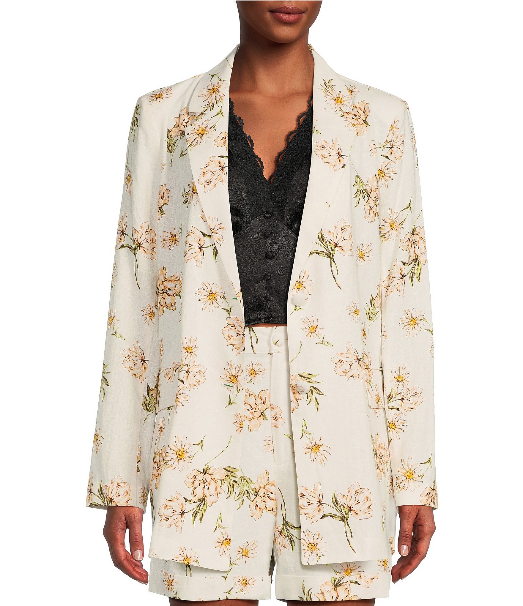 GB Floral Print Linen Blend Blazer | Dillard's