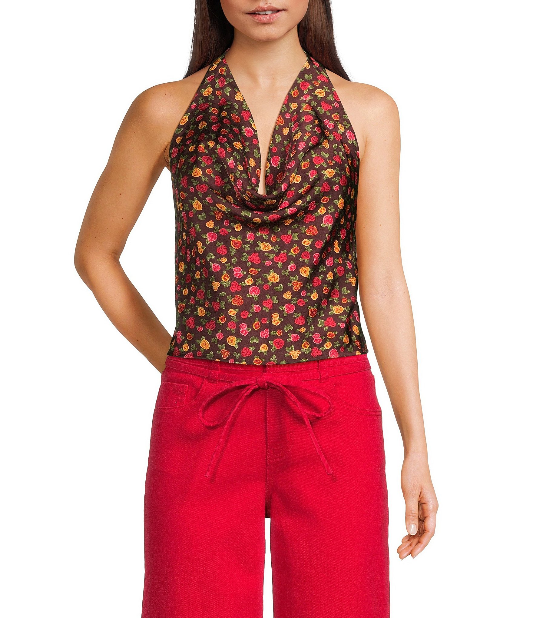 GB Floral Print Tie Back Halter Top