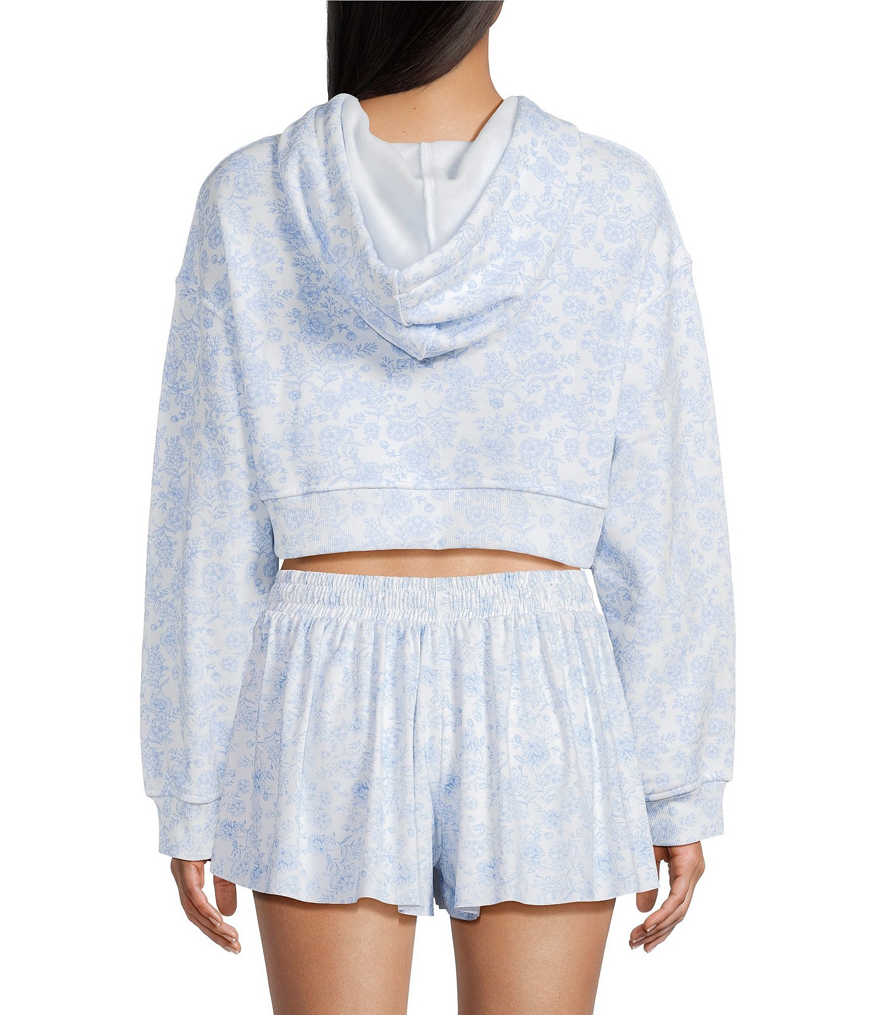 GB Floral Printed Boxy Pullover Hoodie