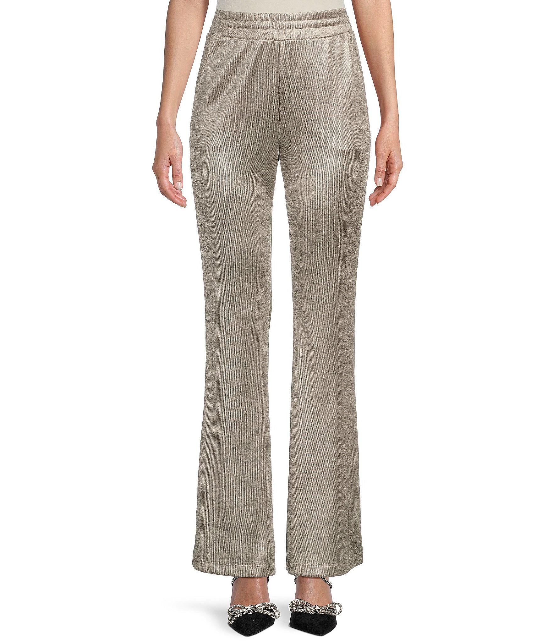 GB Ribbed Coordinating Knit Pull-On Wide Leg Lounge Pants