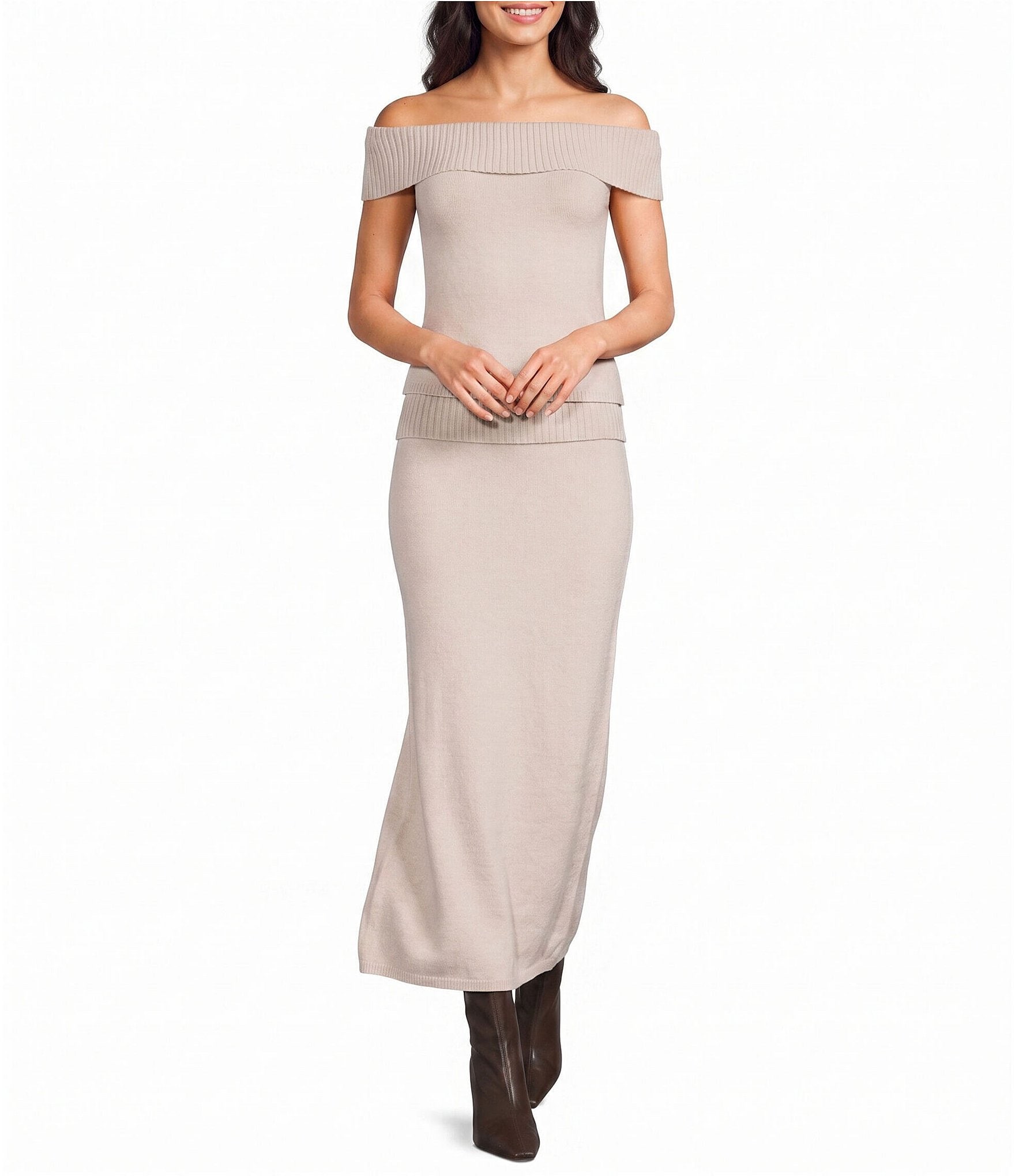GB Fold Over Coordinating Sweater Maxi Skirt