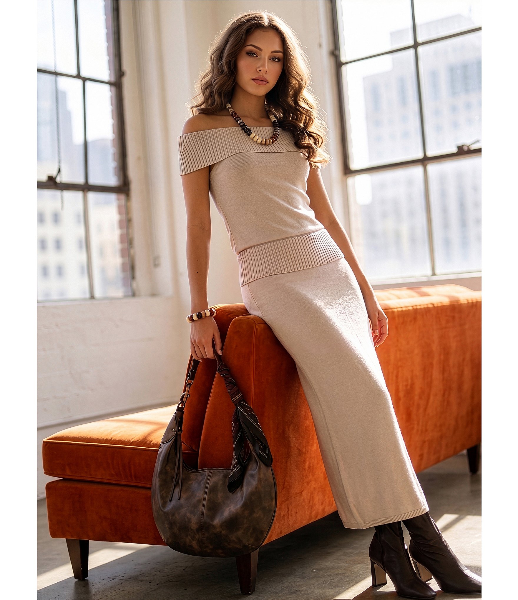 GB Fold Over Coordinating Sweater Maxi Skirt