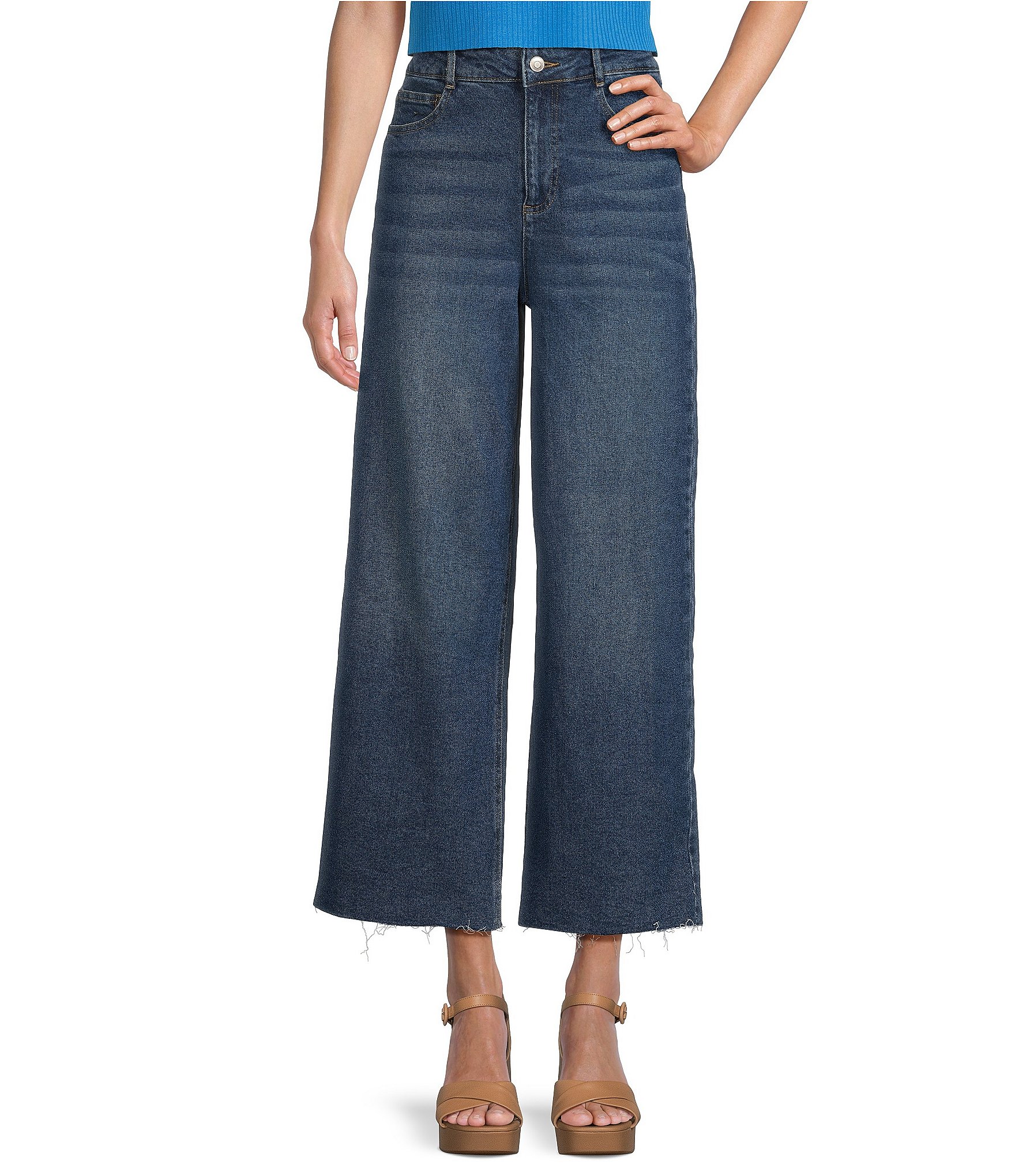 GB Frayed Hem Wide Leg Jeans | Dillard's