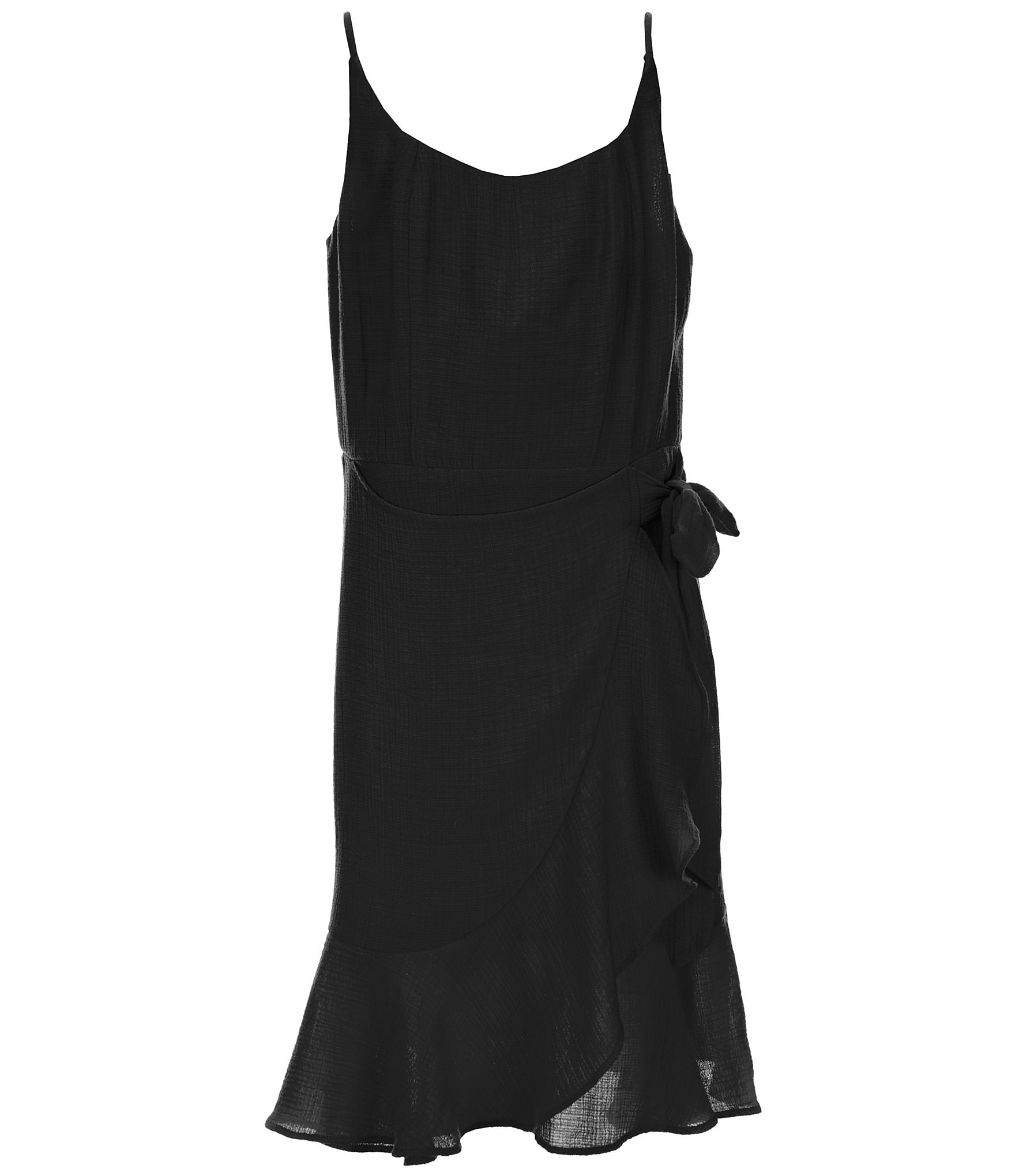24seven Comfort Apparel Girls Ruffle Spaghetti Strap Maxi Dress-black-l :  Target