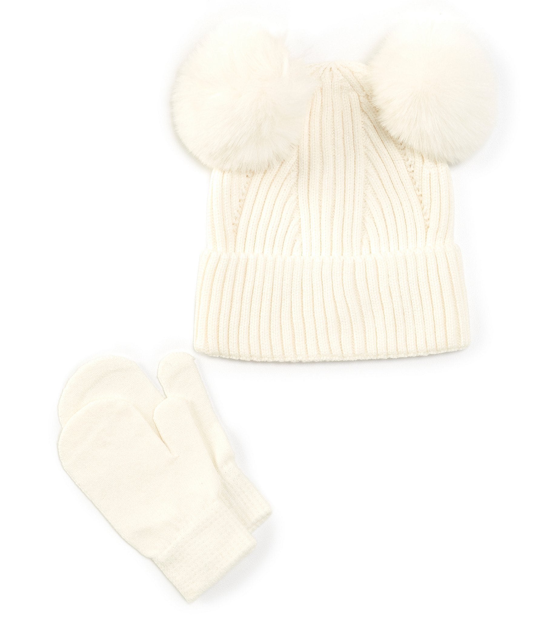 Amazon.com: 2Pc Set Cable Knit Hat W/Double Pom Pom