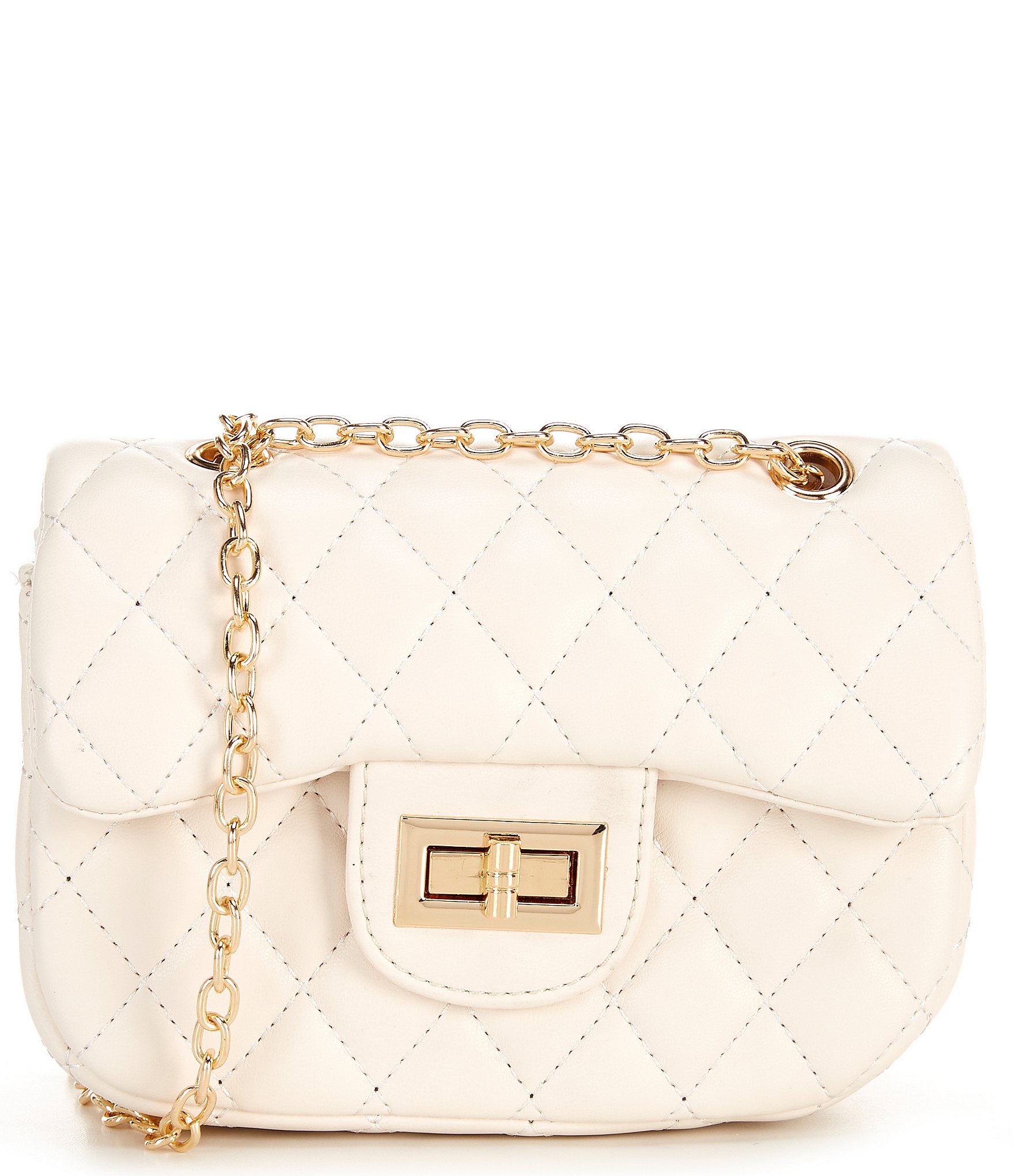 Purse PU Leather Sequin Handbags with Gold Chain Strap(White)