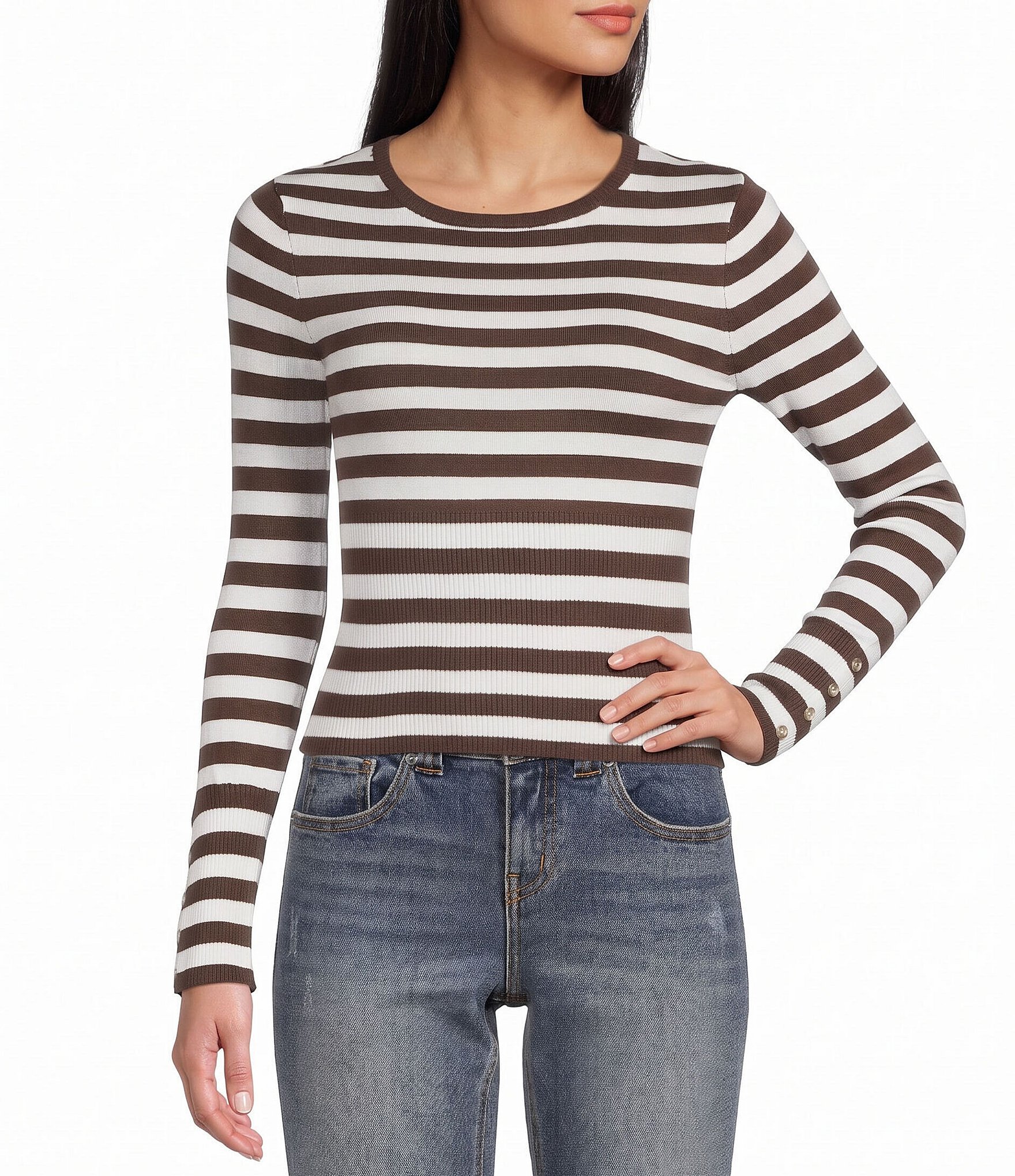 GB Knit Long Sleeve Striped Sweater