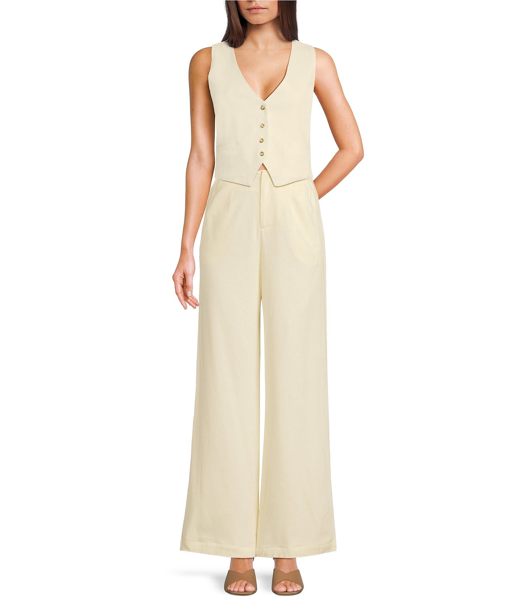 GB Linen Blend Wide Leg Pants