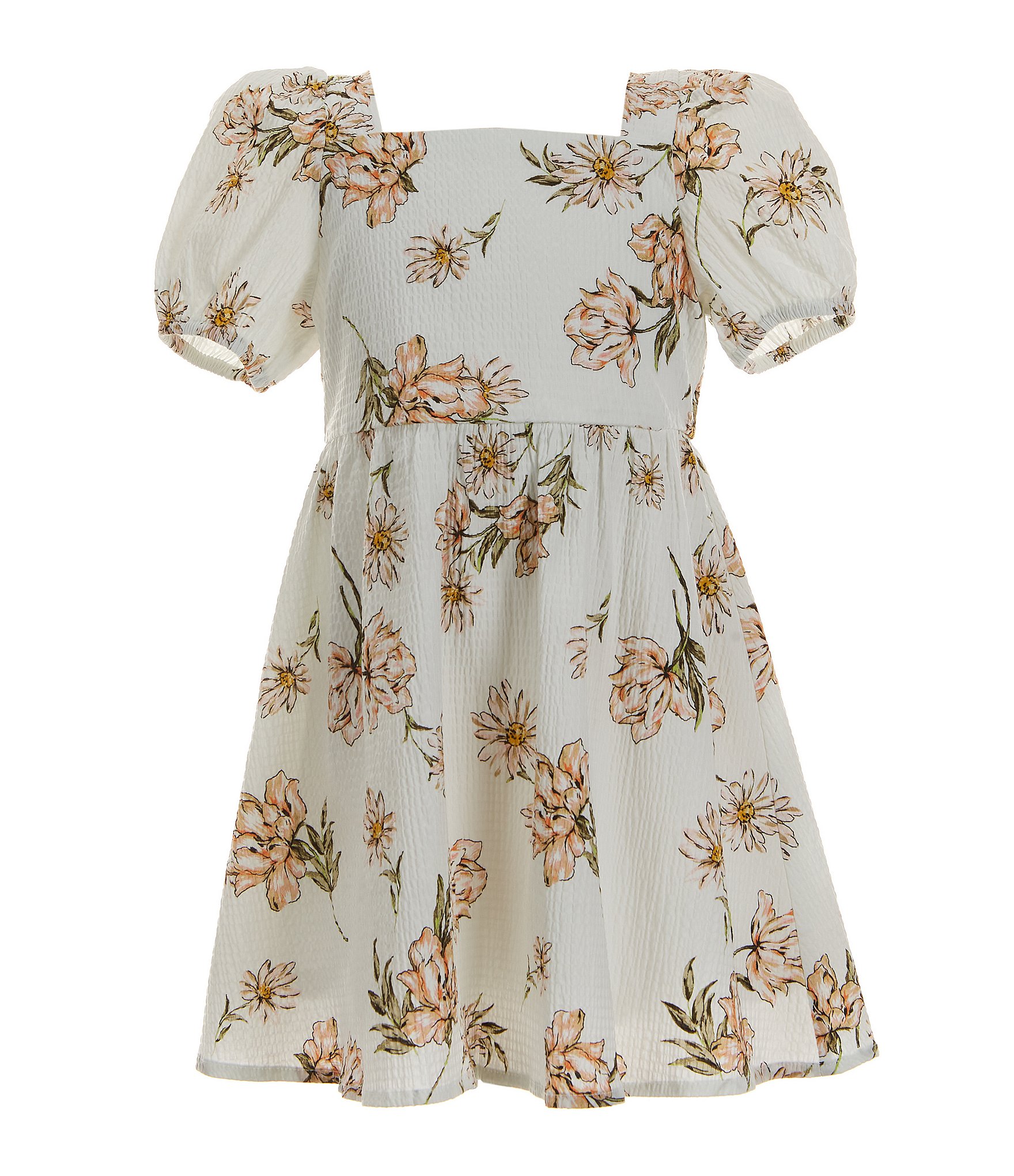 GB Little Girls 2T-6X Floral Puff Sleeve Dress | Dillard's