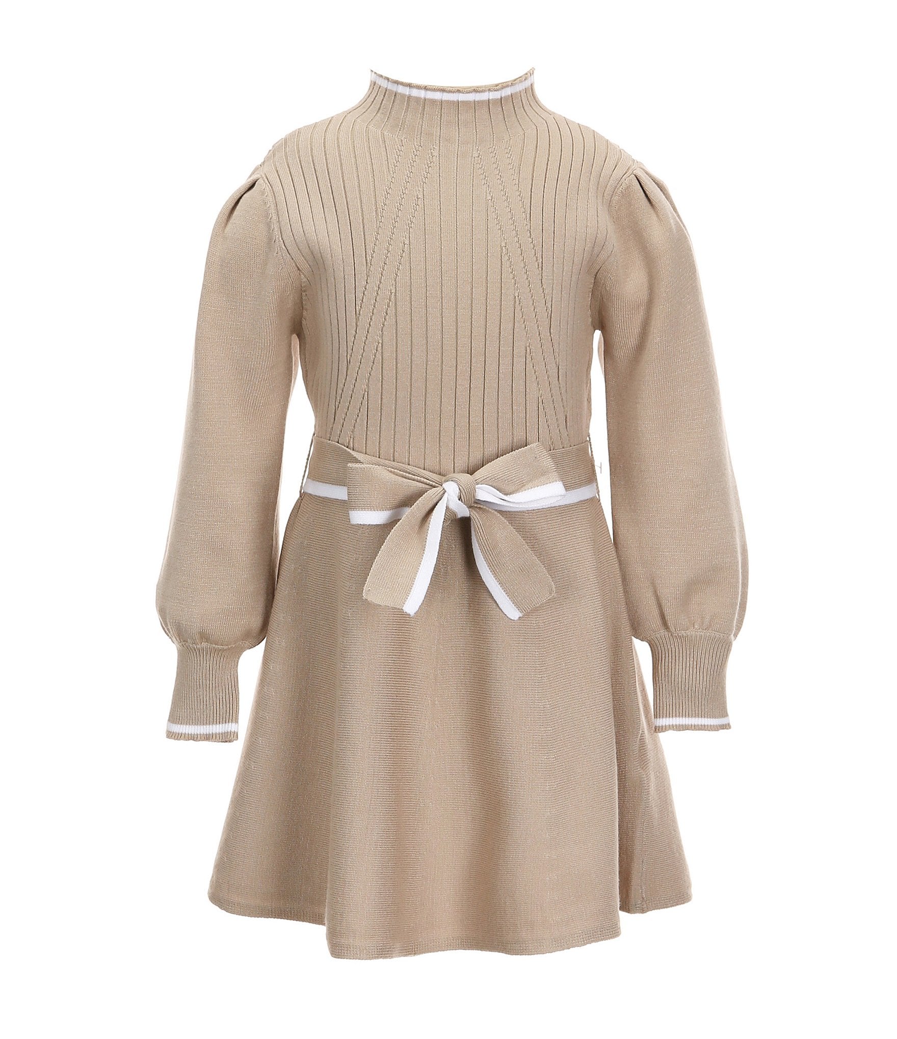 GB Little Girls 2T-6X Long Sleeve Tie Waist Sweater Dress