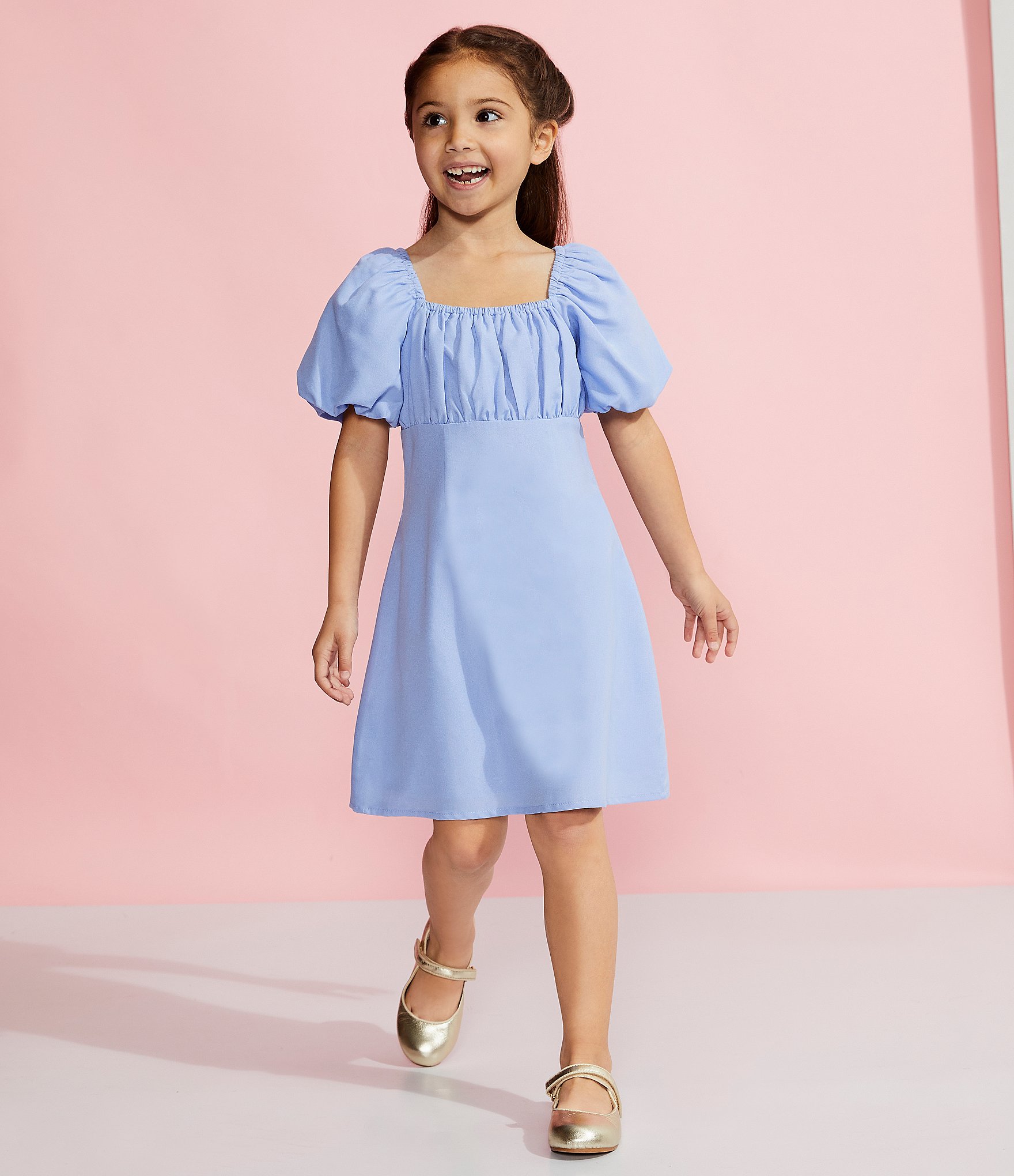 GB Little Girls 2T-6X Puff-Sleeve Empire Waist Dress