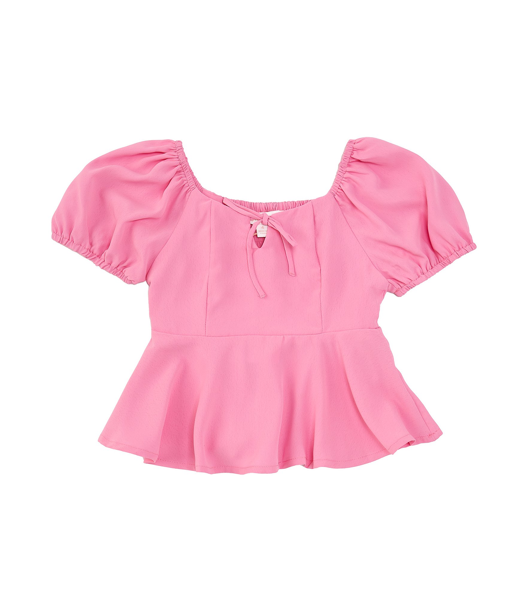 GB Little Girls 2T-6X Short Sleeve Puff Sleeve Peplum Top