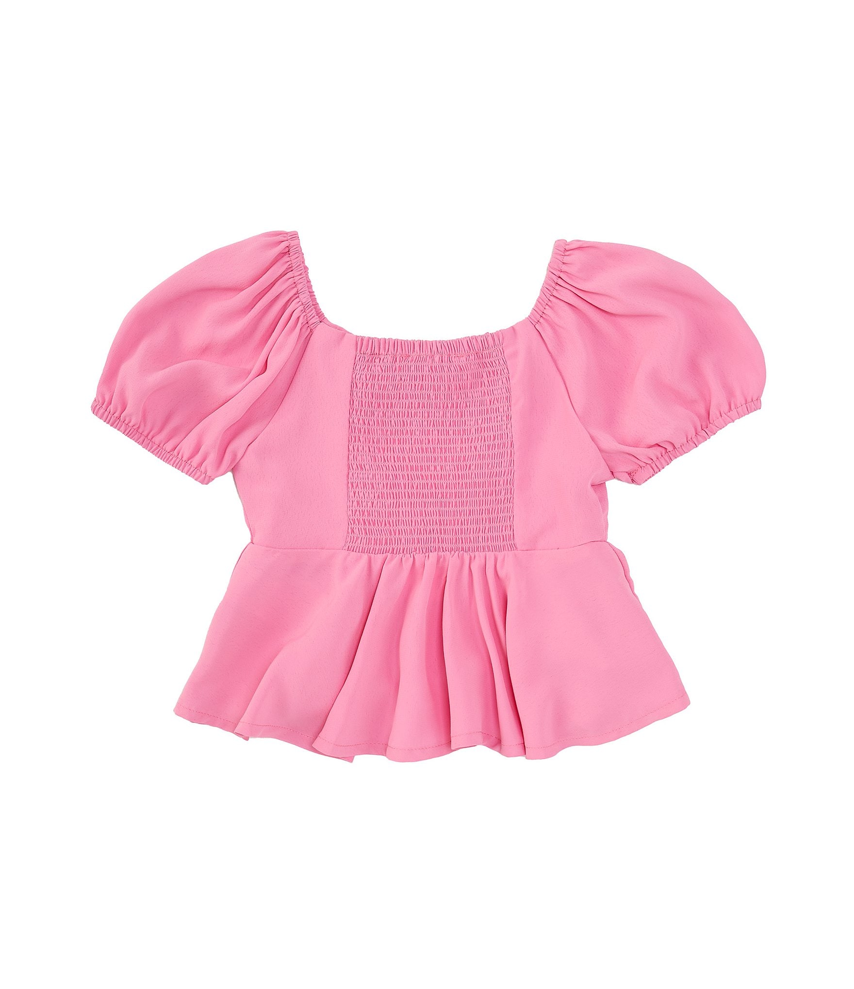 GB Little Girls 2T-6X Short Sleeve Puff Sleeve Peplum Top