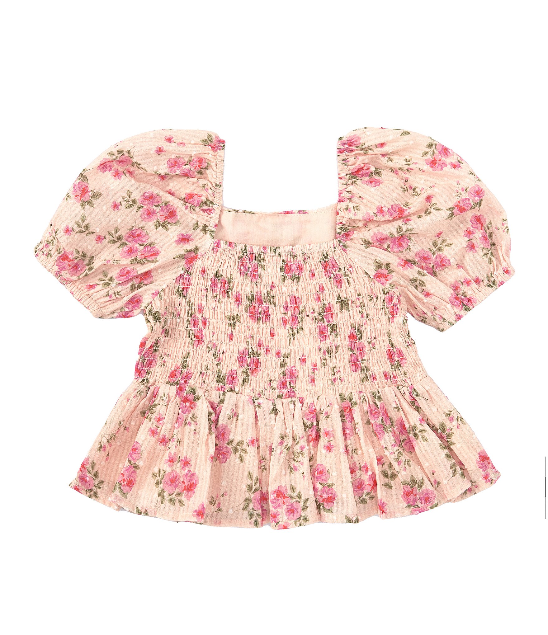 GB Little Girls 2T-6X Short-Sleeve Woven Babydoll Floral Top