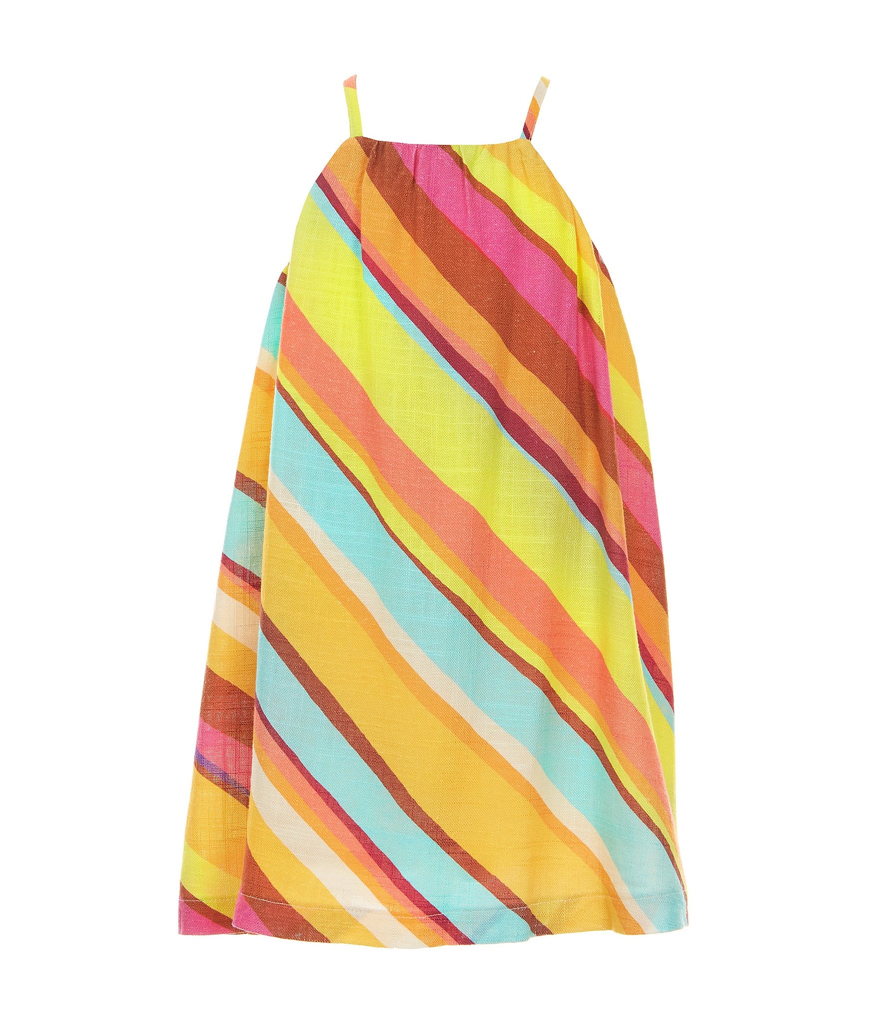 GB Little Girls 2T-6X Sleeveless Striped Halter Neck Trapeze Dress ...