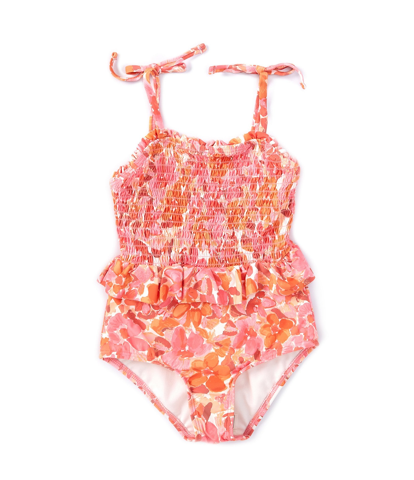 GB Little Girls 2T-6X Smocked Tie Strap One-Piece Swimsuit | Dillard's