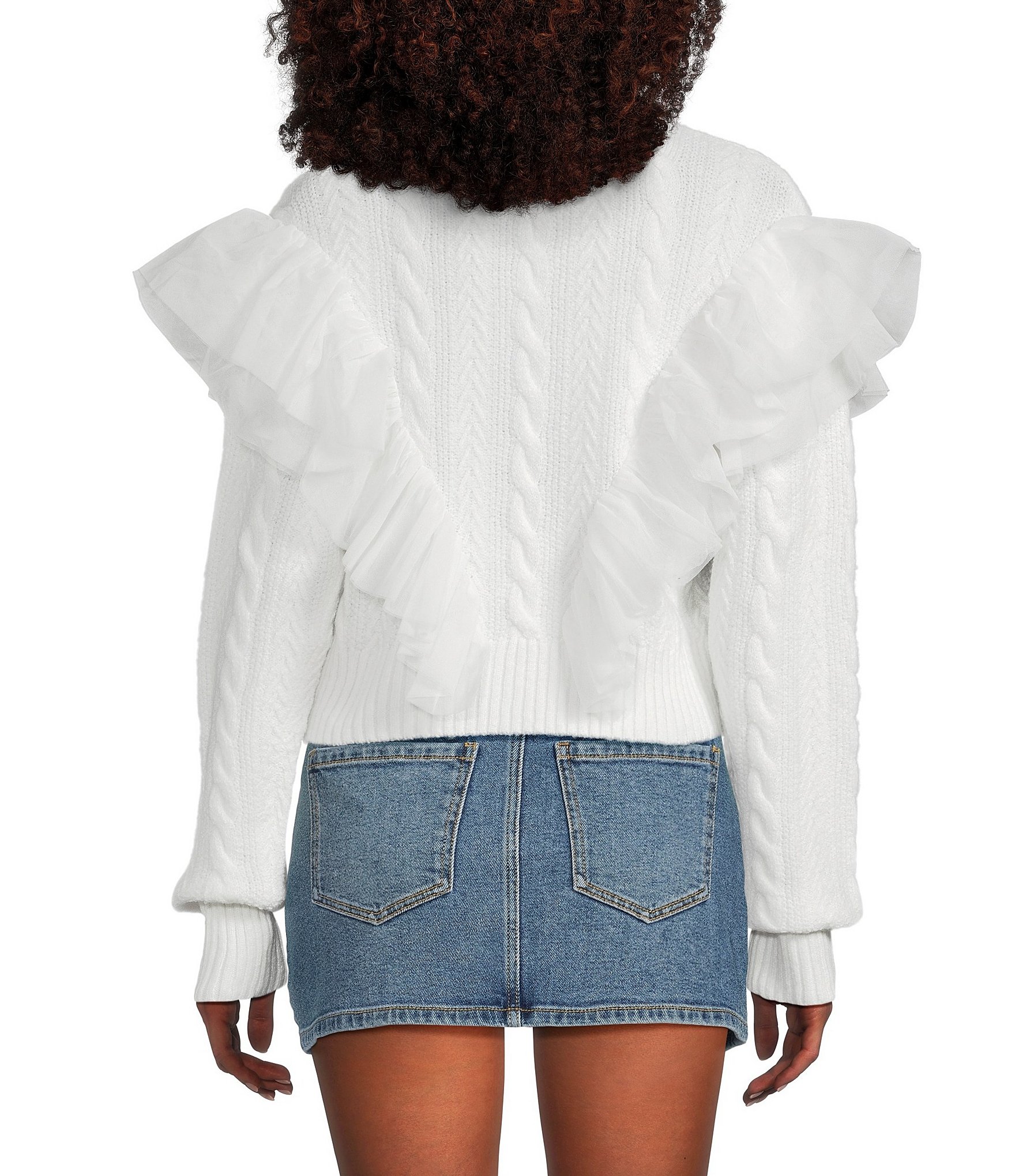 GB Mesh Tulle Cable Knit Sweater