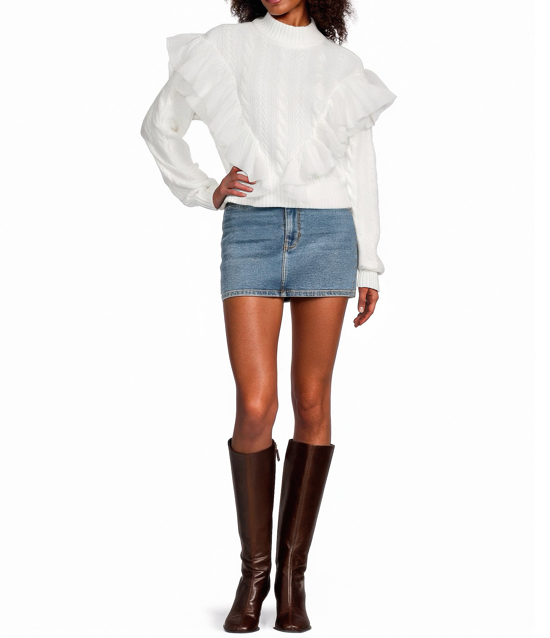 GB Mesh Tulle Cable Knit Sweater