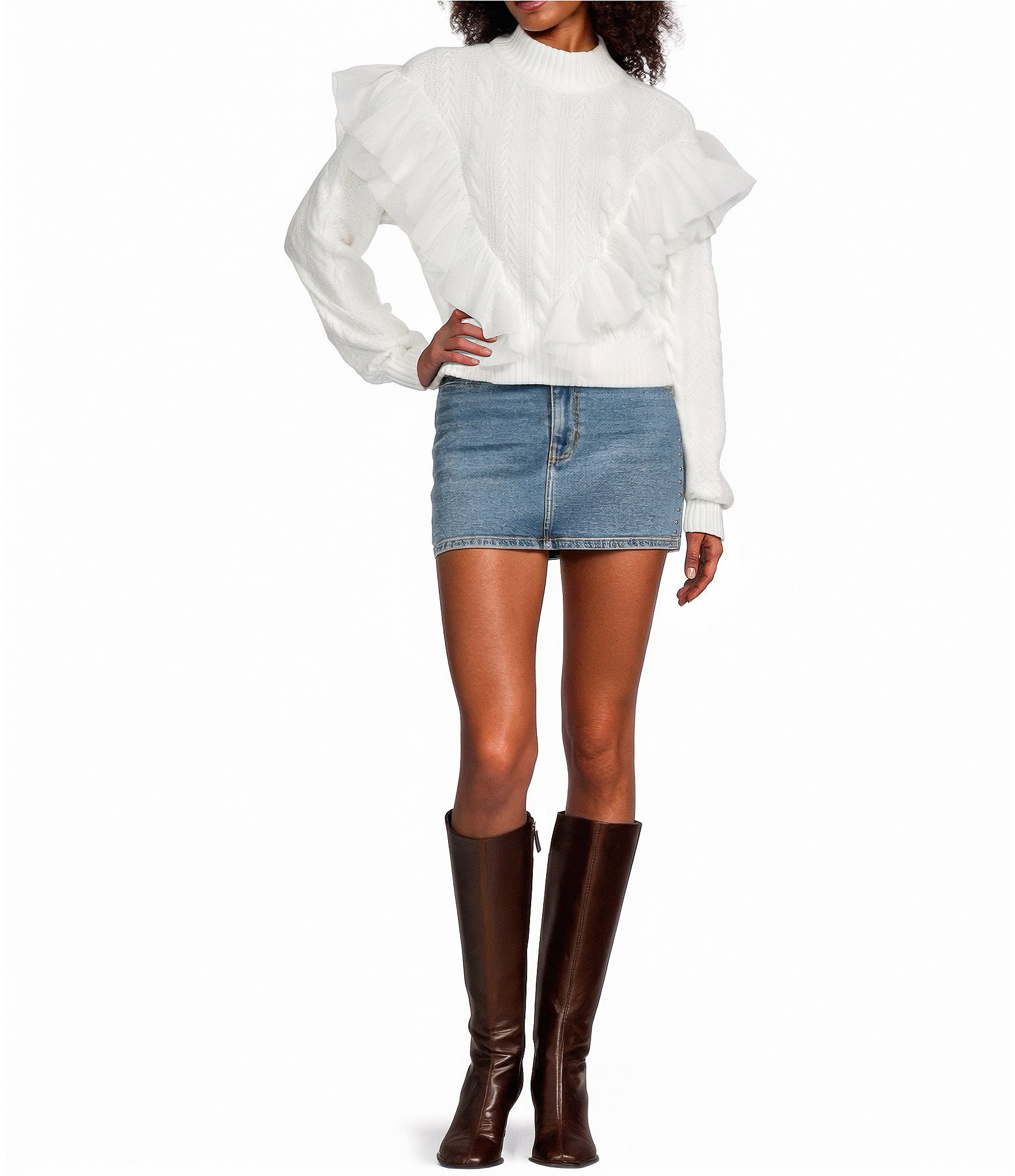 GB Mesh Tulle Cable Knit Sweater