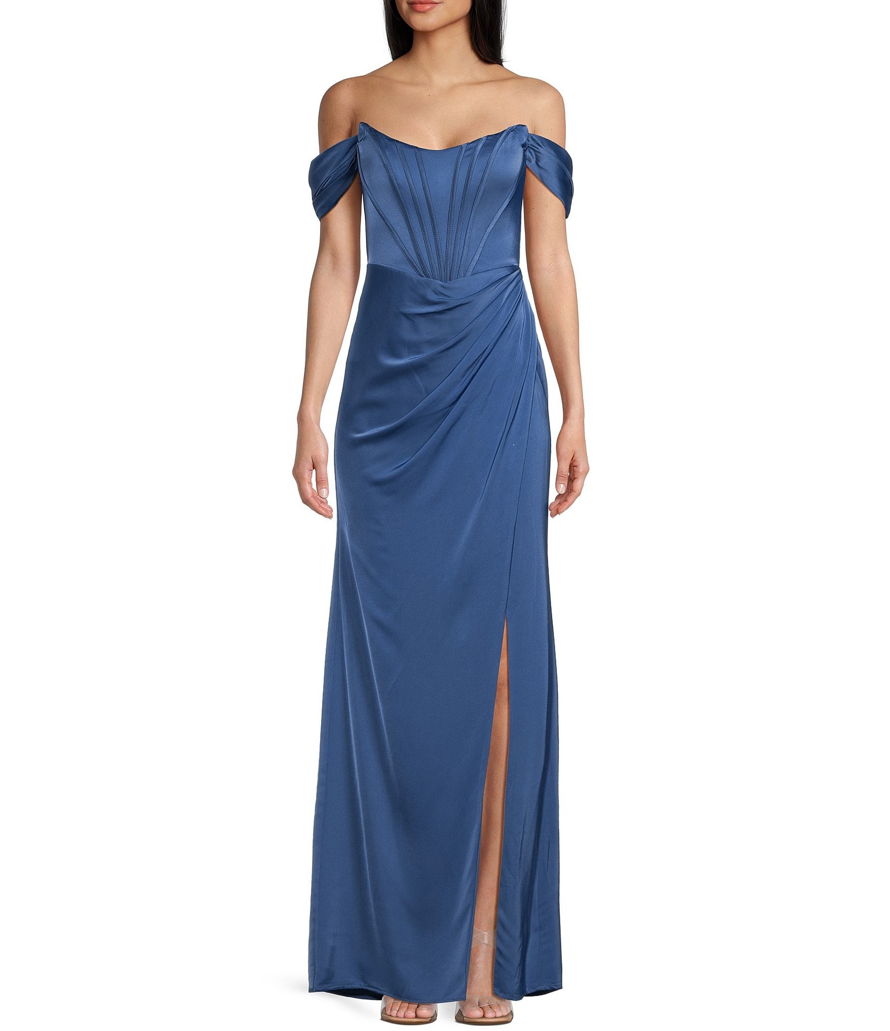 Kila Lace Off Shoulder Corset Dress - Blue