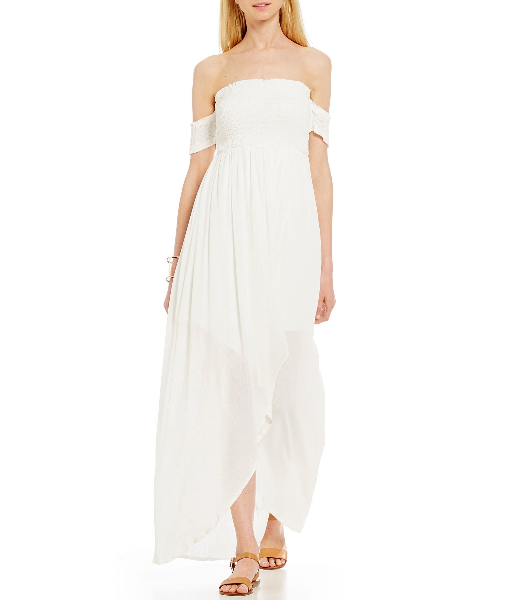 GB Off-The-Shoulder Smocked Maxi Dress | Dillards