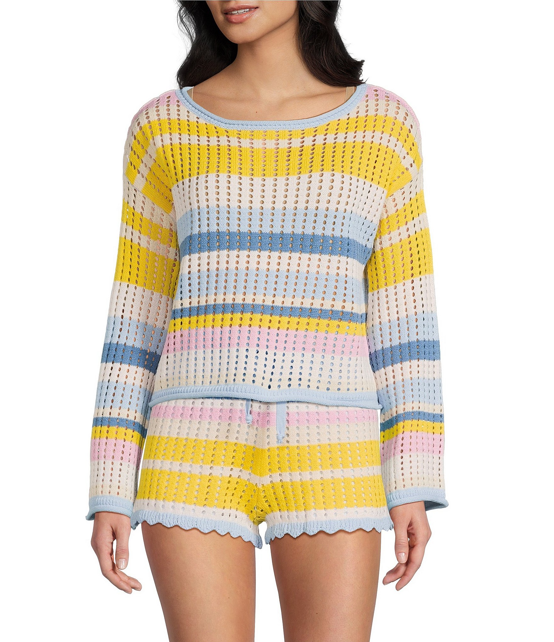 GB Off The Shoulder Striped Sweater