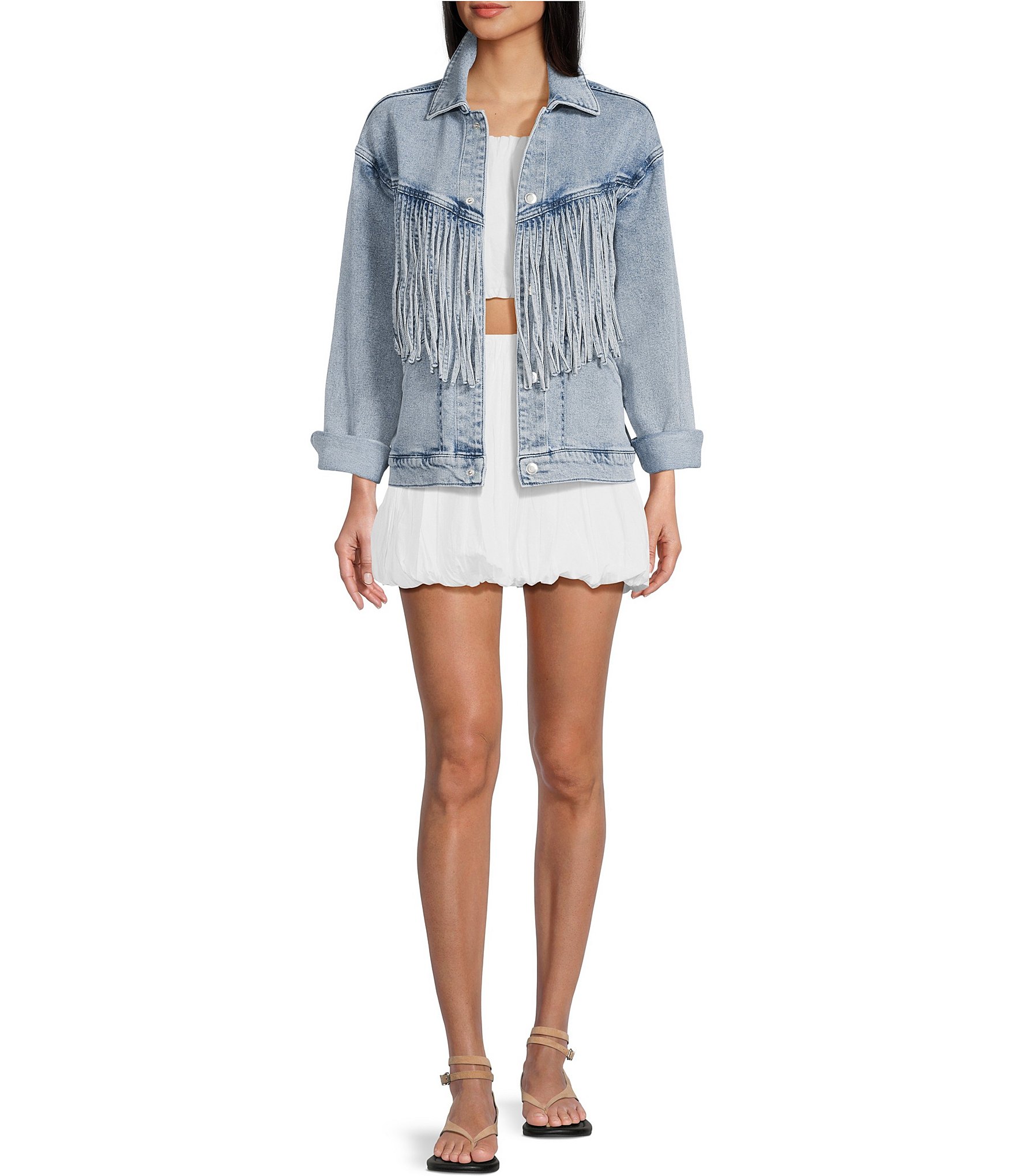 GB Oversized Fringe Denim Jacket