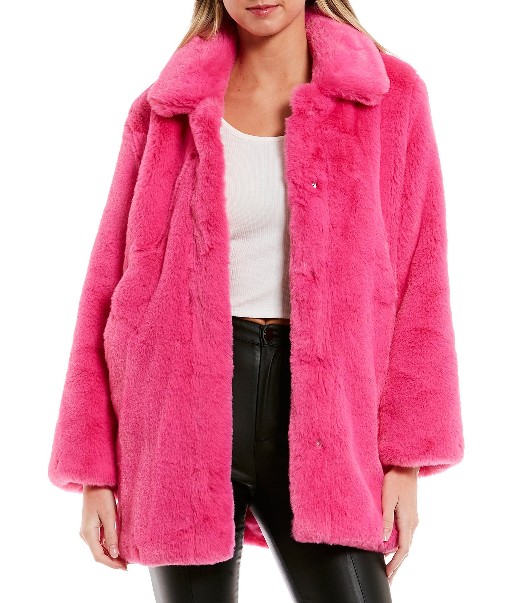 Hot Pink Faux Fur Coat
