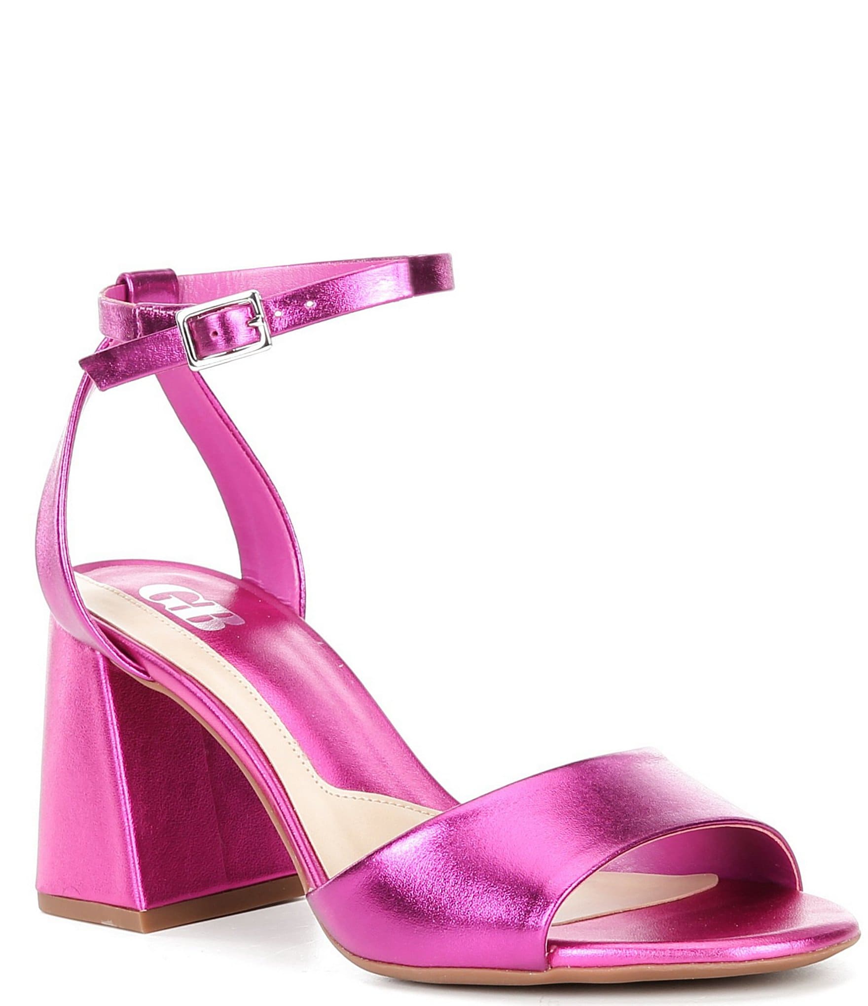 GB Pretty-Please Metallic Leather Ankle Strap Block Dress