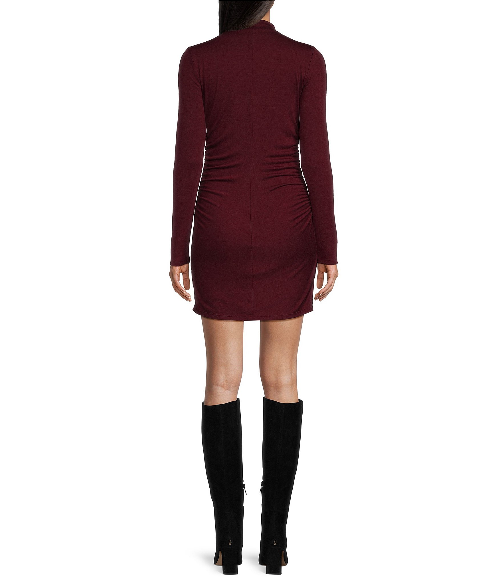 GB Ruched Side High Neck Mini Dress