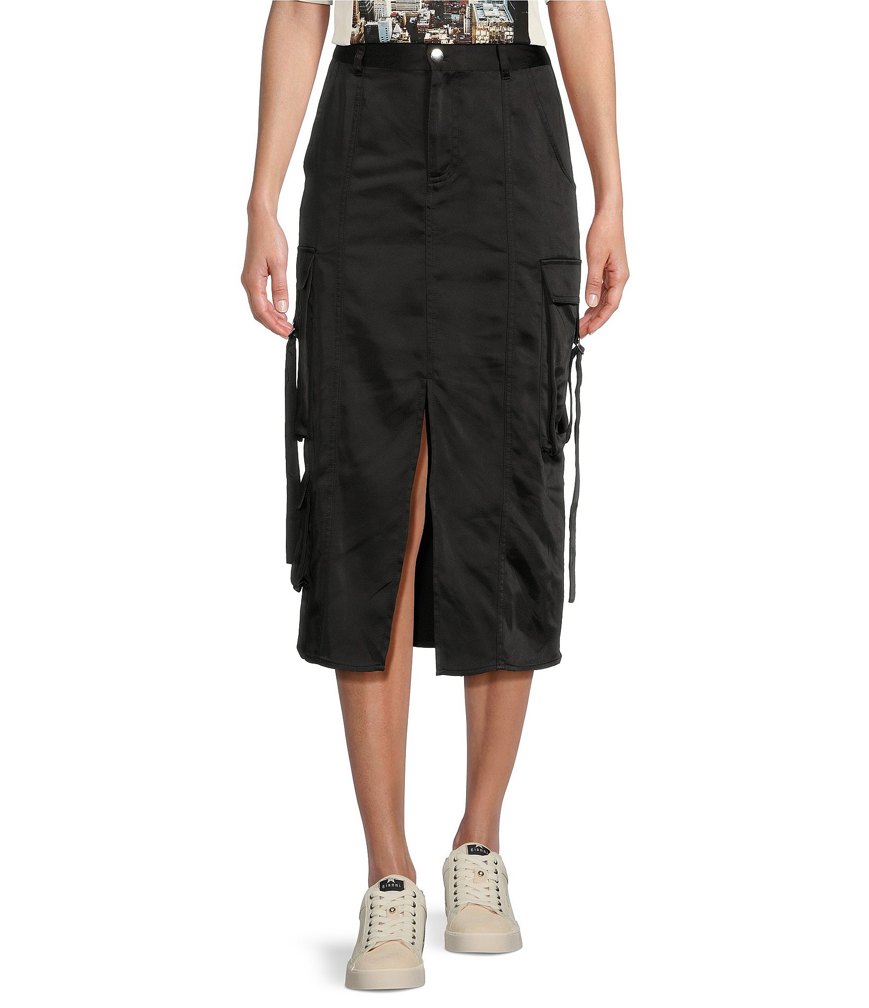 【BAON】Syojeu String Banding Cargo Long Skirt Drawstring Denim Cargo Skirt – Biggs and Company