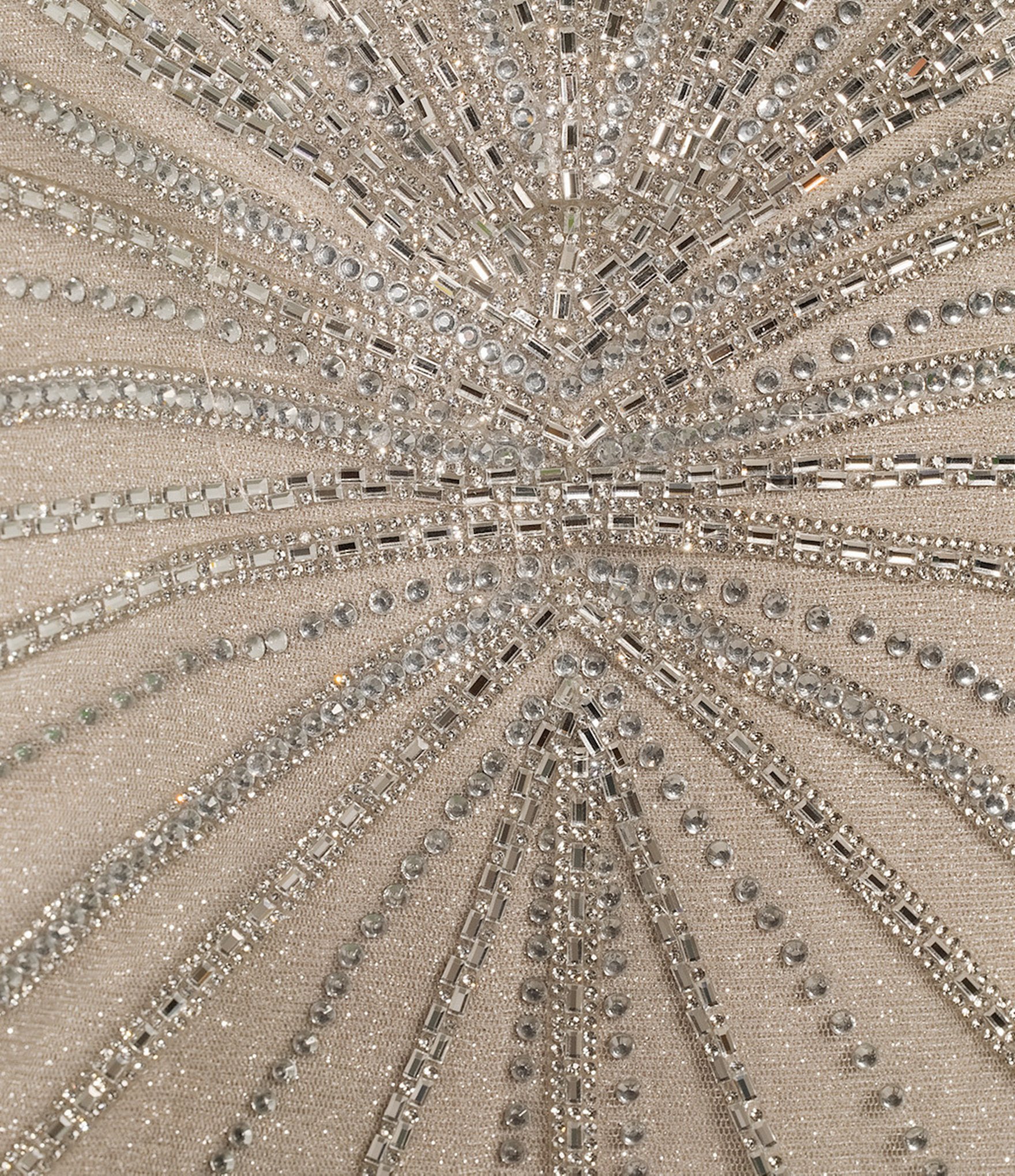 GB Sleeveless Scoop Neck Illusion Back Slit Hem Beaded Glitter Long Dress