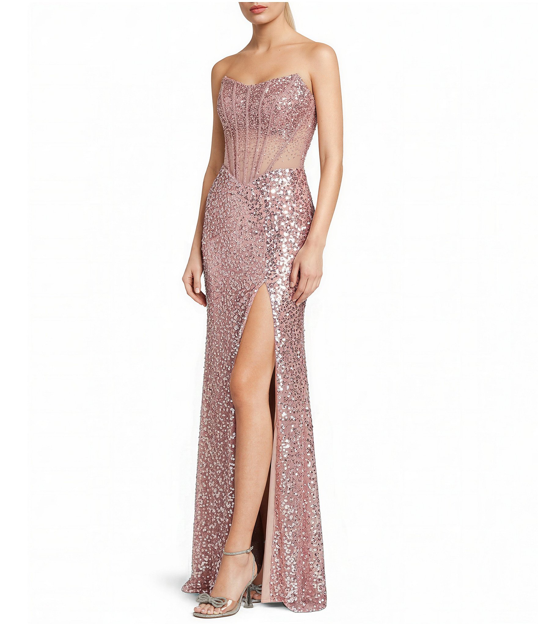 GB Social Allover Sequin Beaded Corset Dress