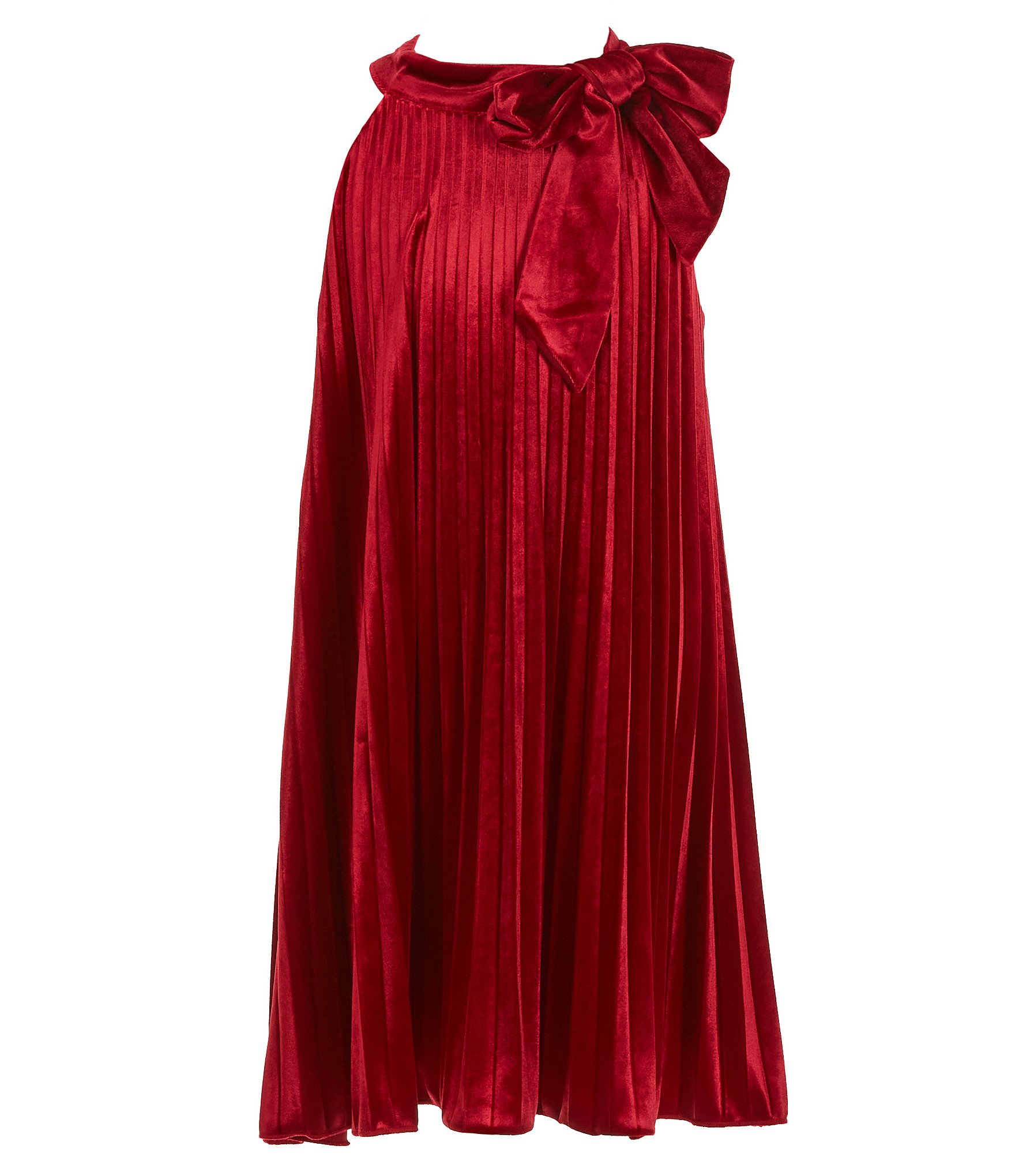 GB Social Big Girls Velvet Bow Neck Dress