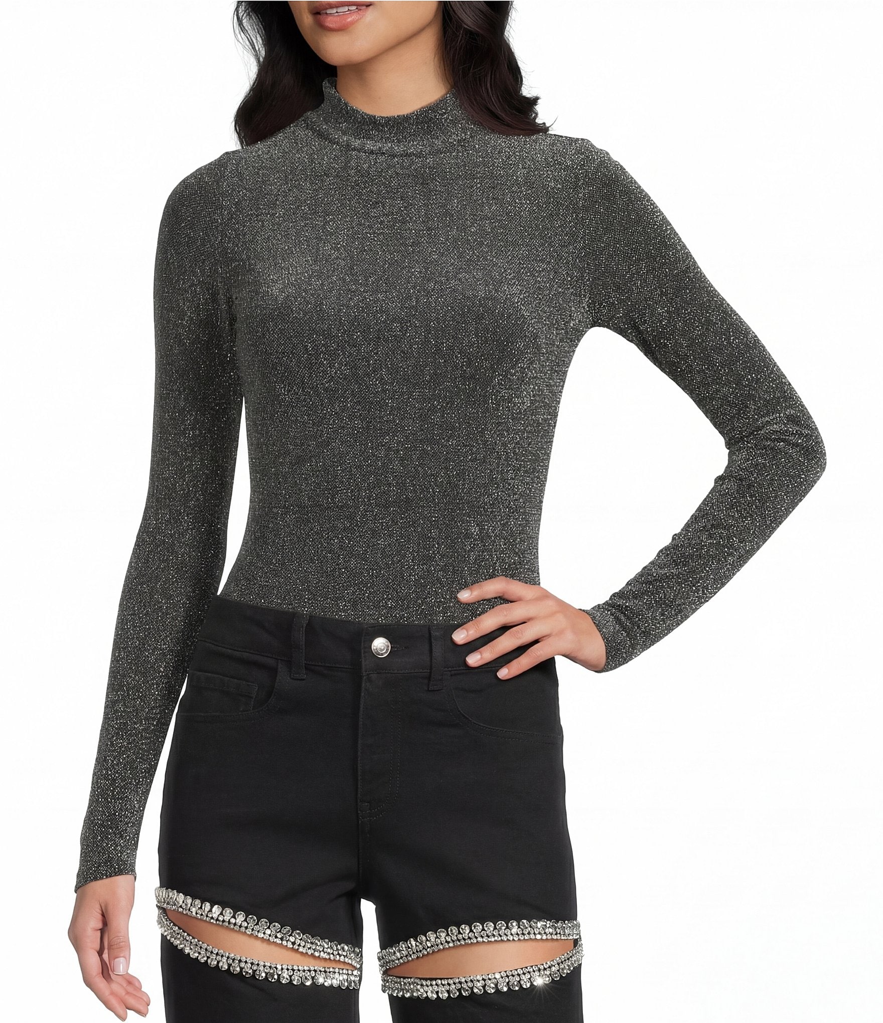 GB Sparkle Mock Neck Bodysuit