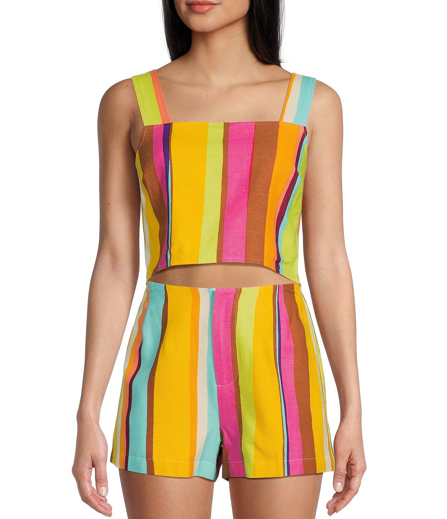 GB Stripe Printed Linen Blend Coordinating Top | Dillard's