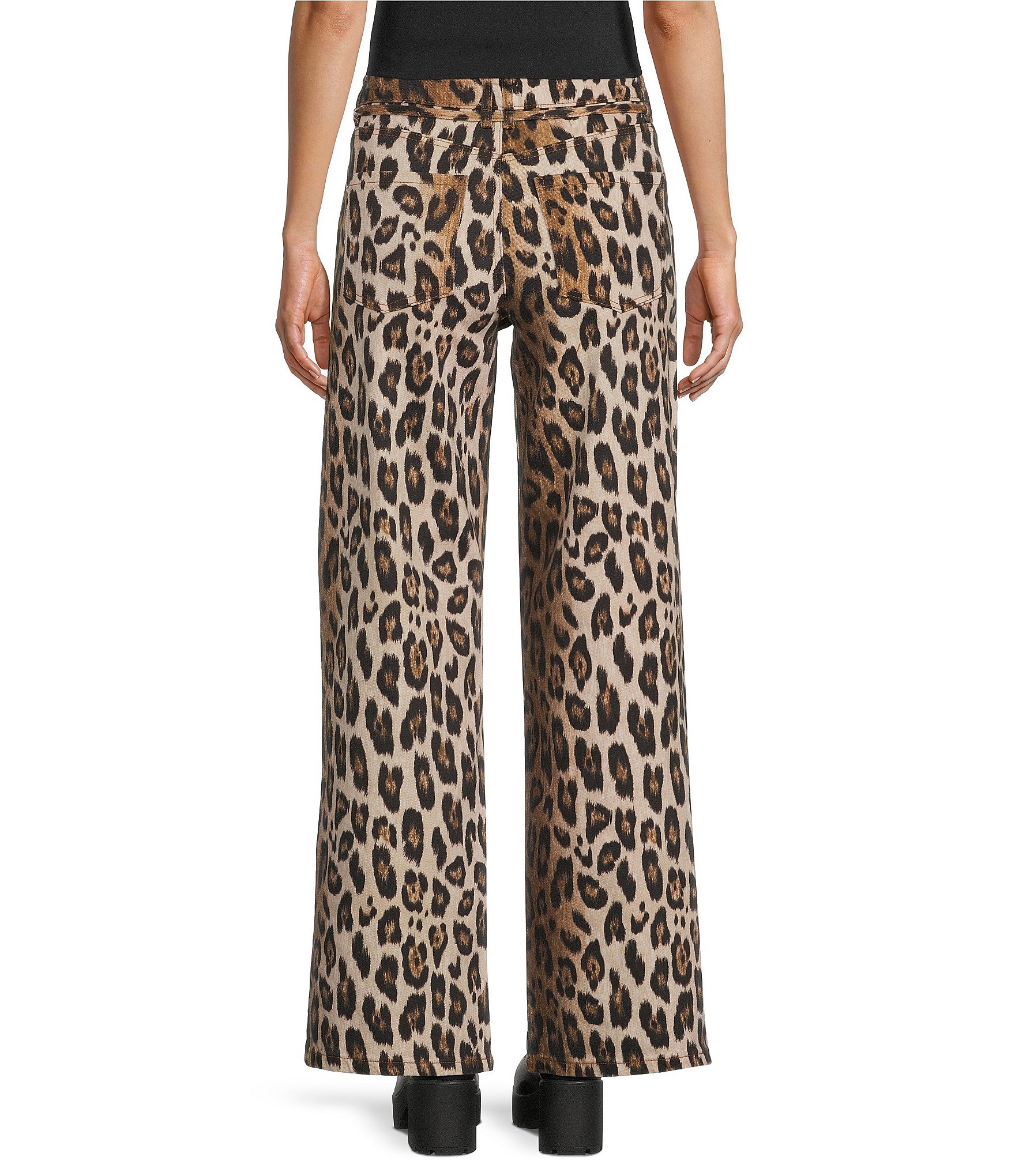 GB Tie Waist Leopard Print Baggy Jeans