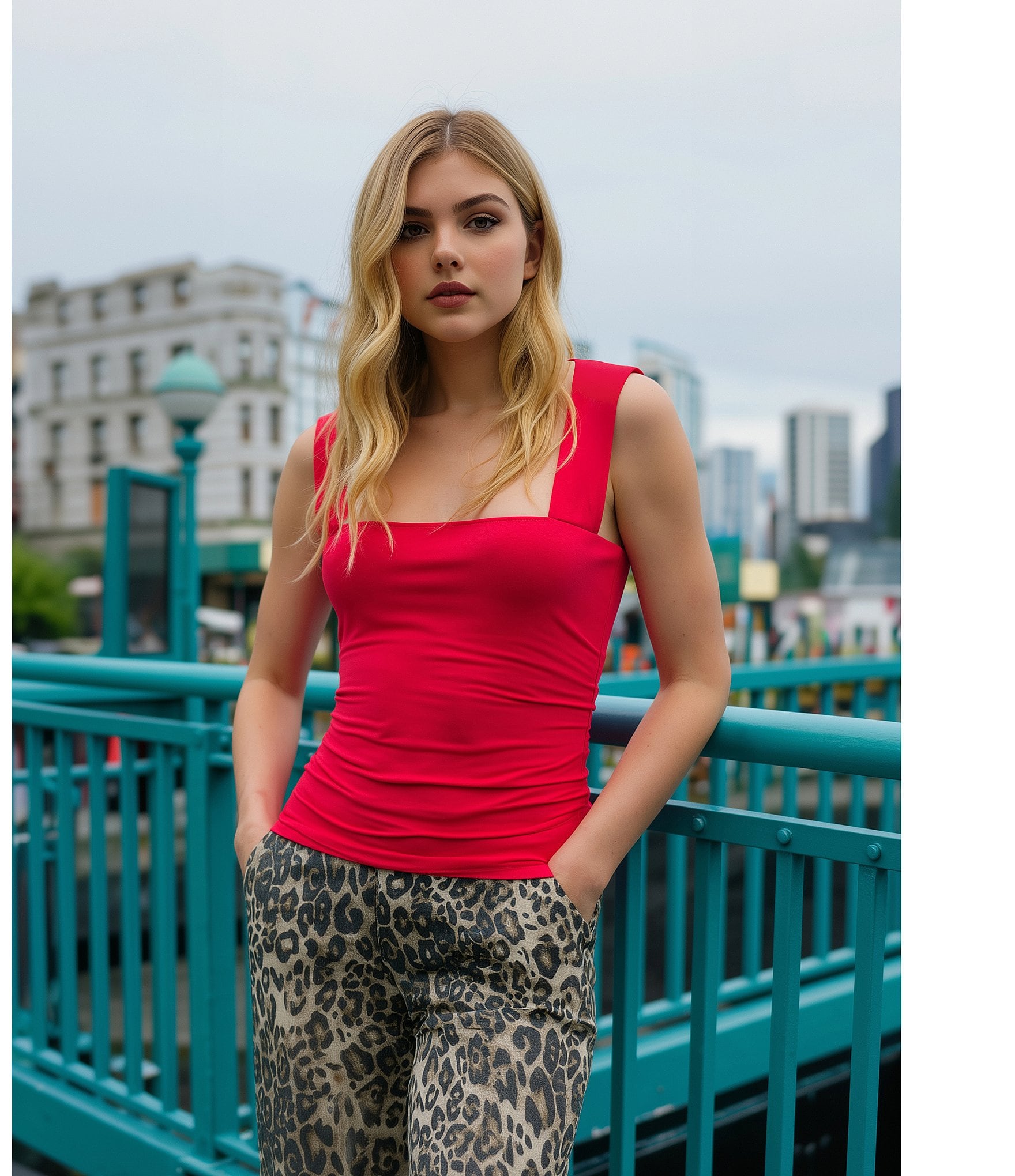 GB Wide Leg Baggy Leopard Pants