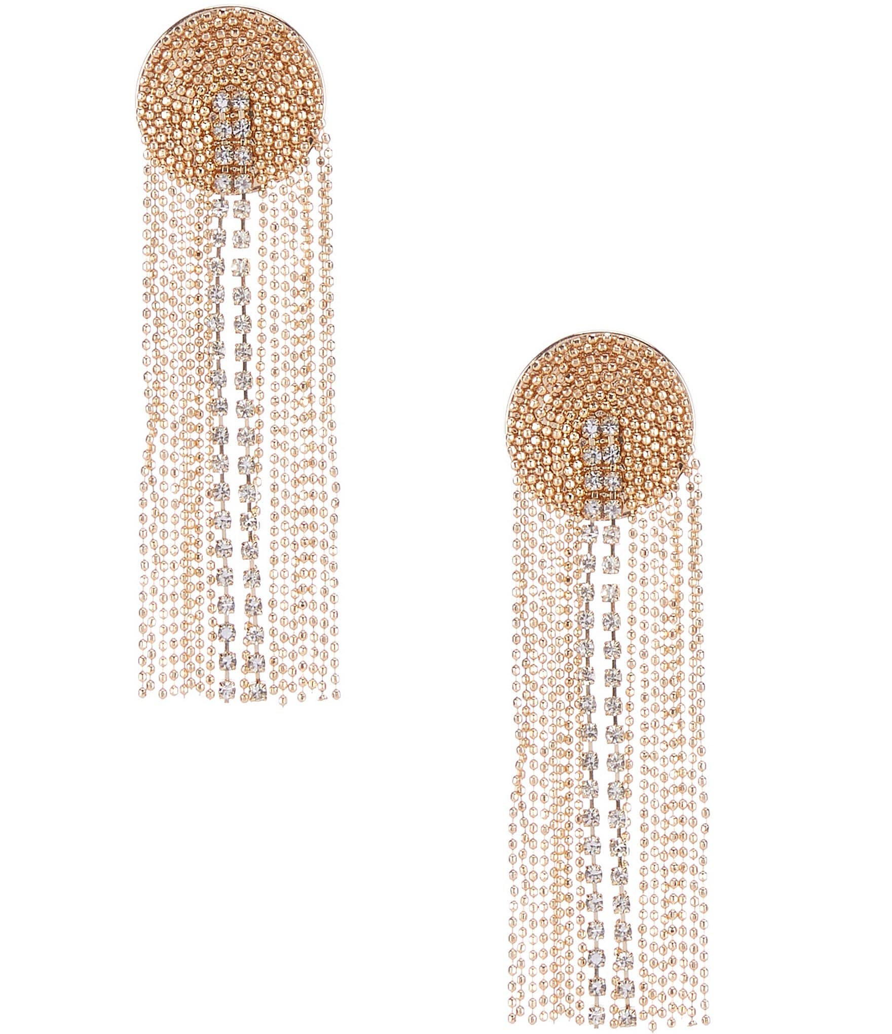 Gemma Layne Chain and Stone Tassel Statement Drop Earrings