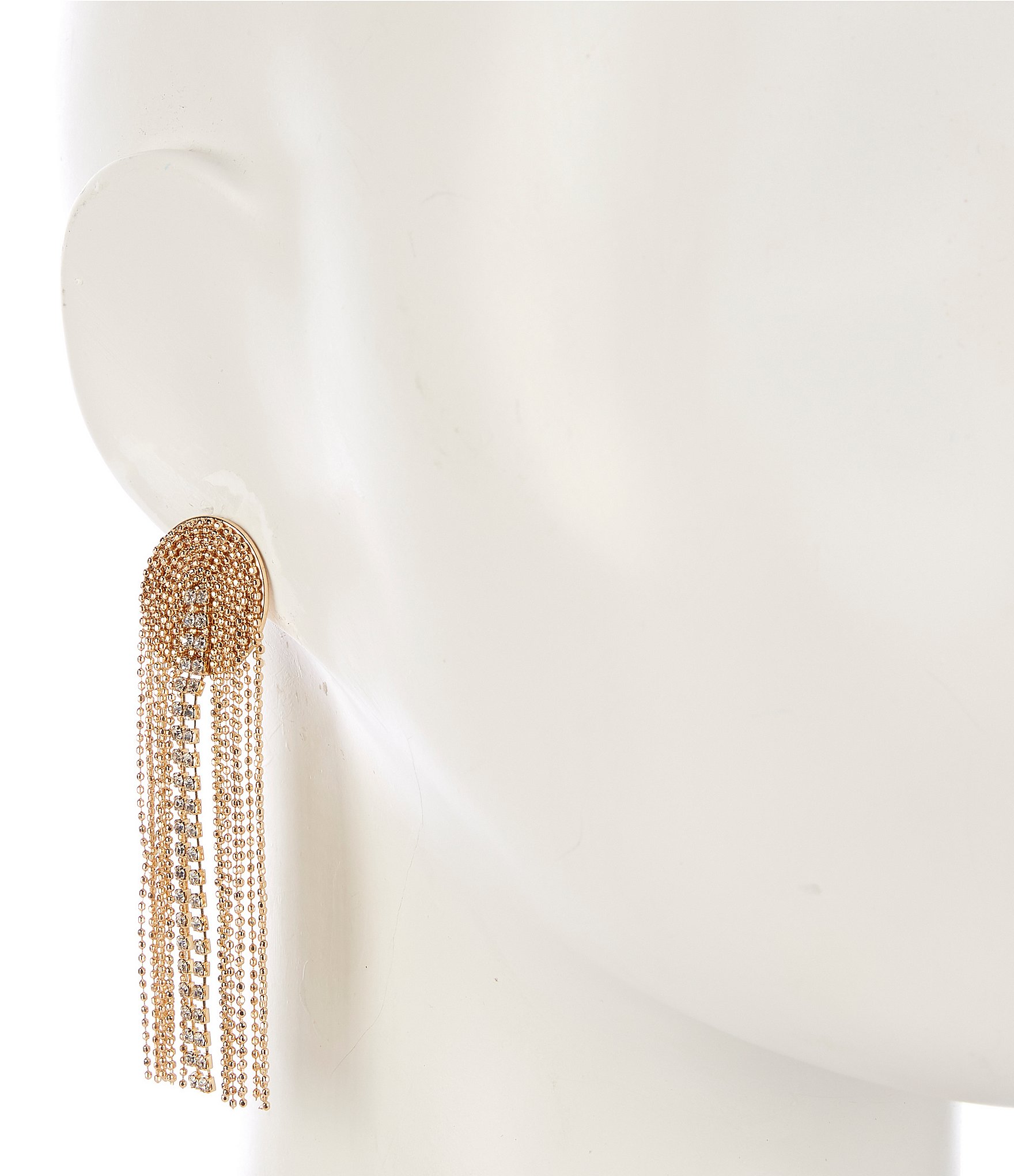 Gemma Layne Chain and Stone Tassel Statement Drop Earrings