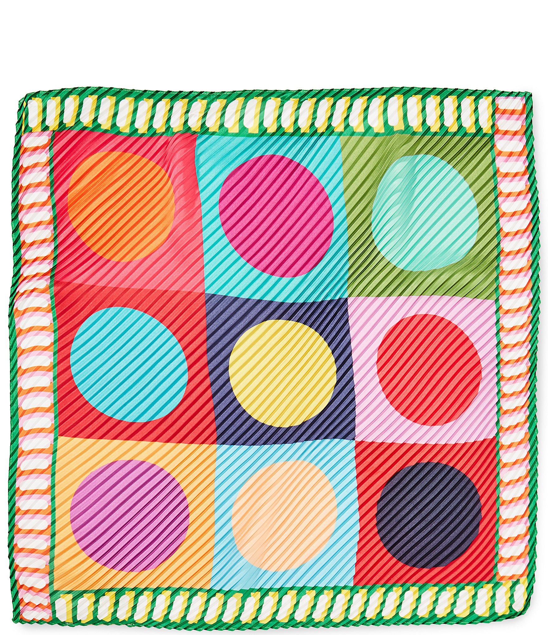 Gemma Layne Circle Print Pleated Small Square Scarf
