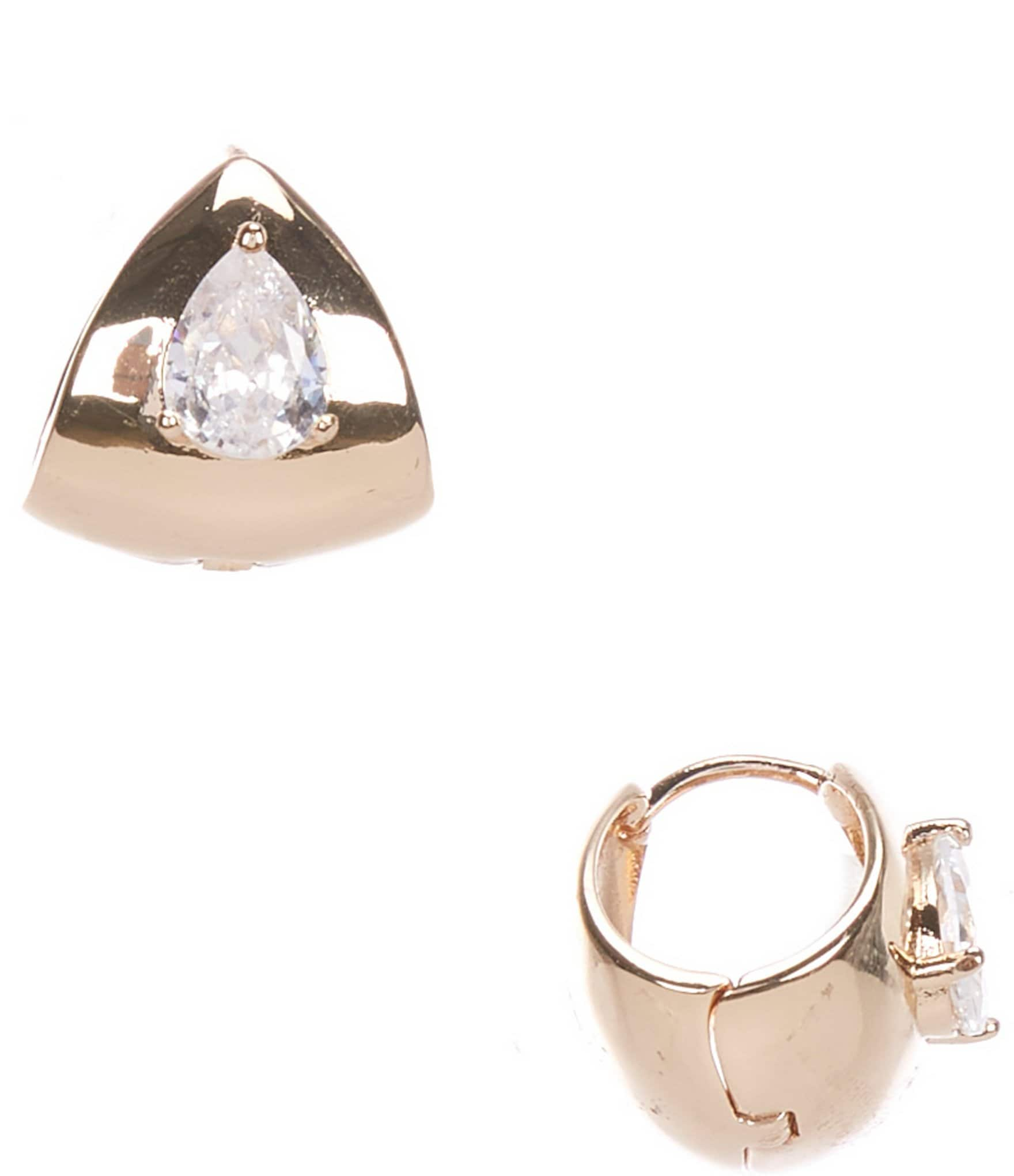 Gemma Layne Crystal CZ Teardrop Stone Huggie Hoop Earrings