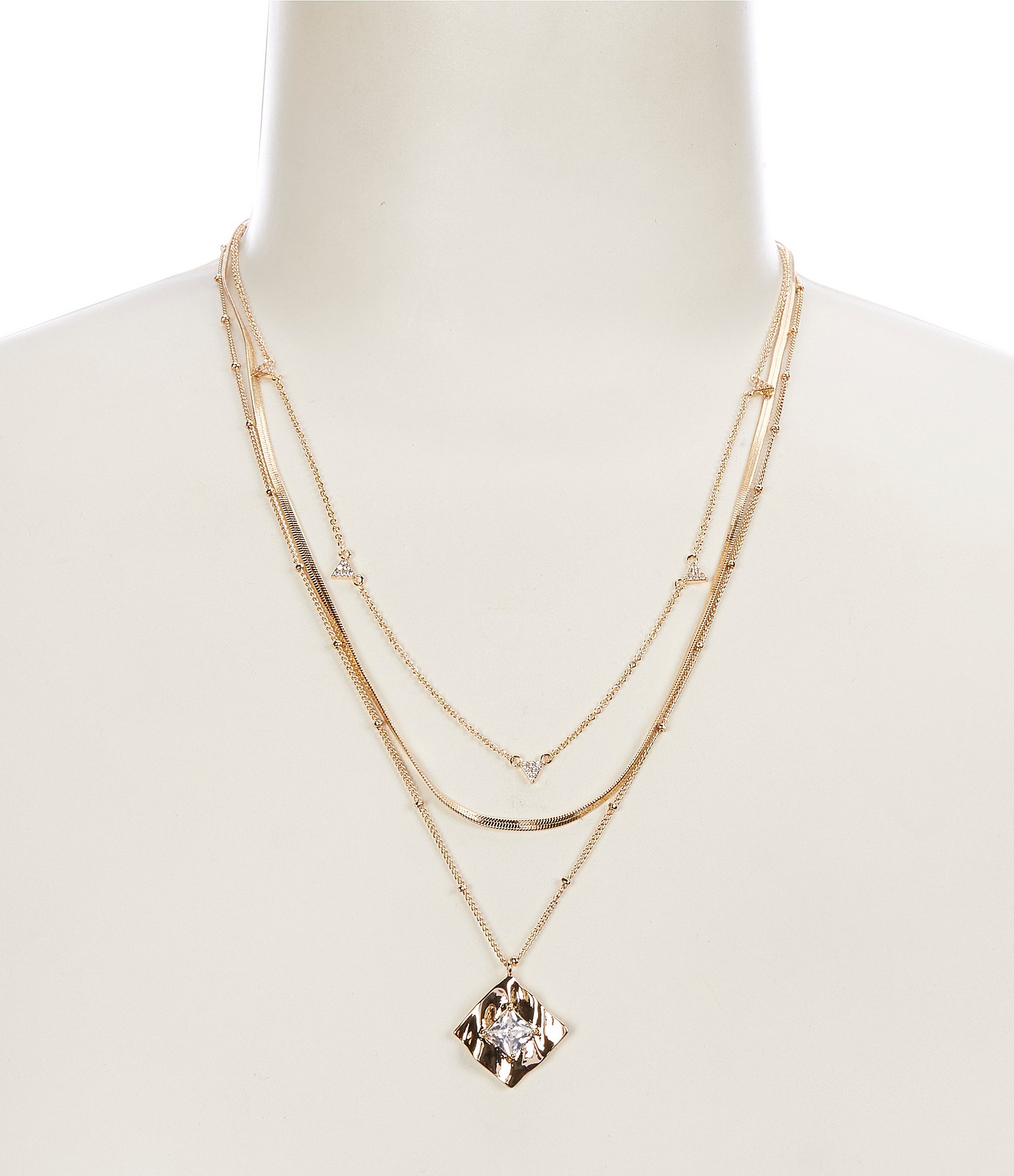 Gemma Layne Snake Chain Long Multi Strand Necklace - Gold