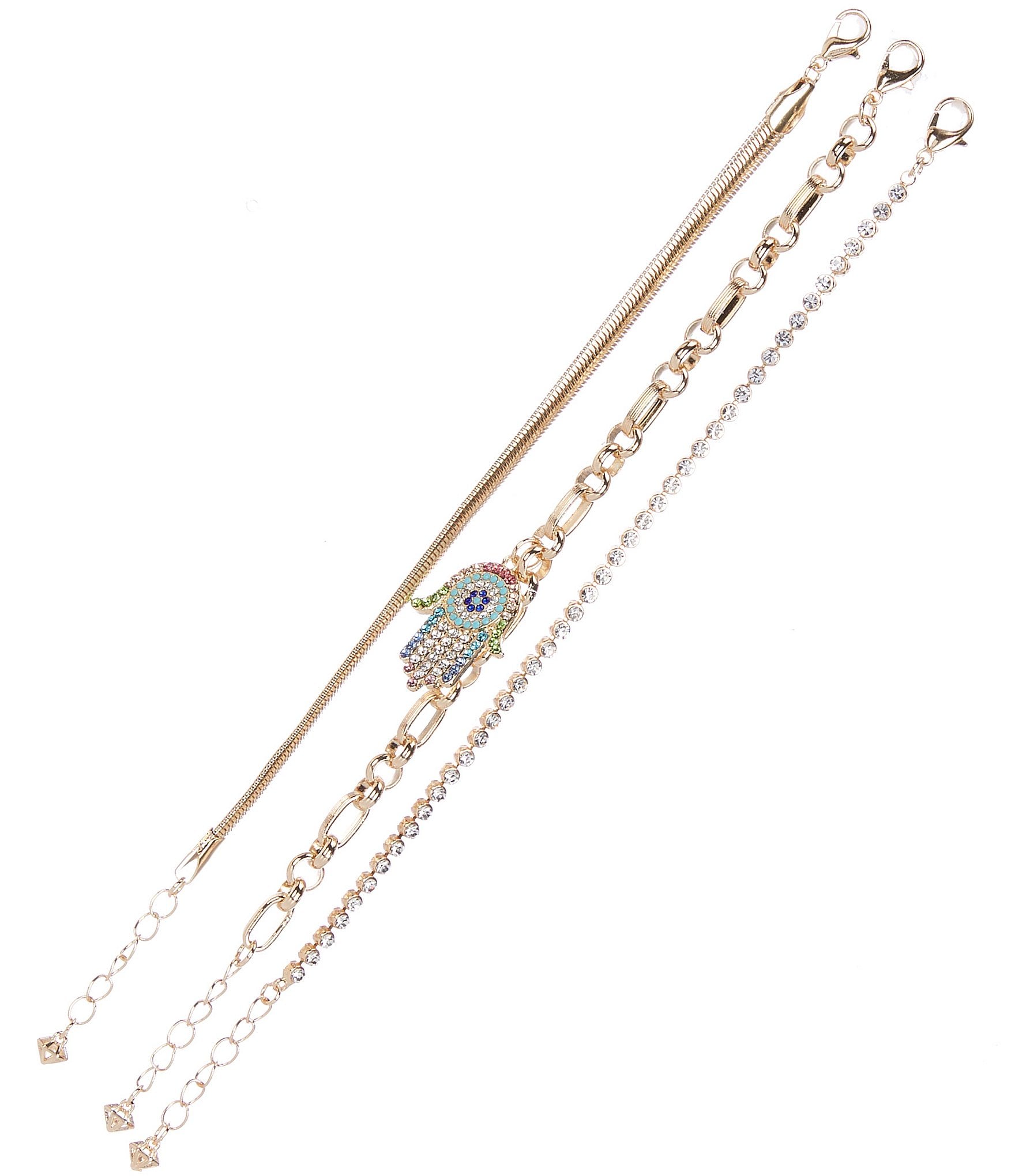 Gemma Layne Hamsa Hand Pendant Line Bracelet Set