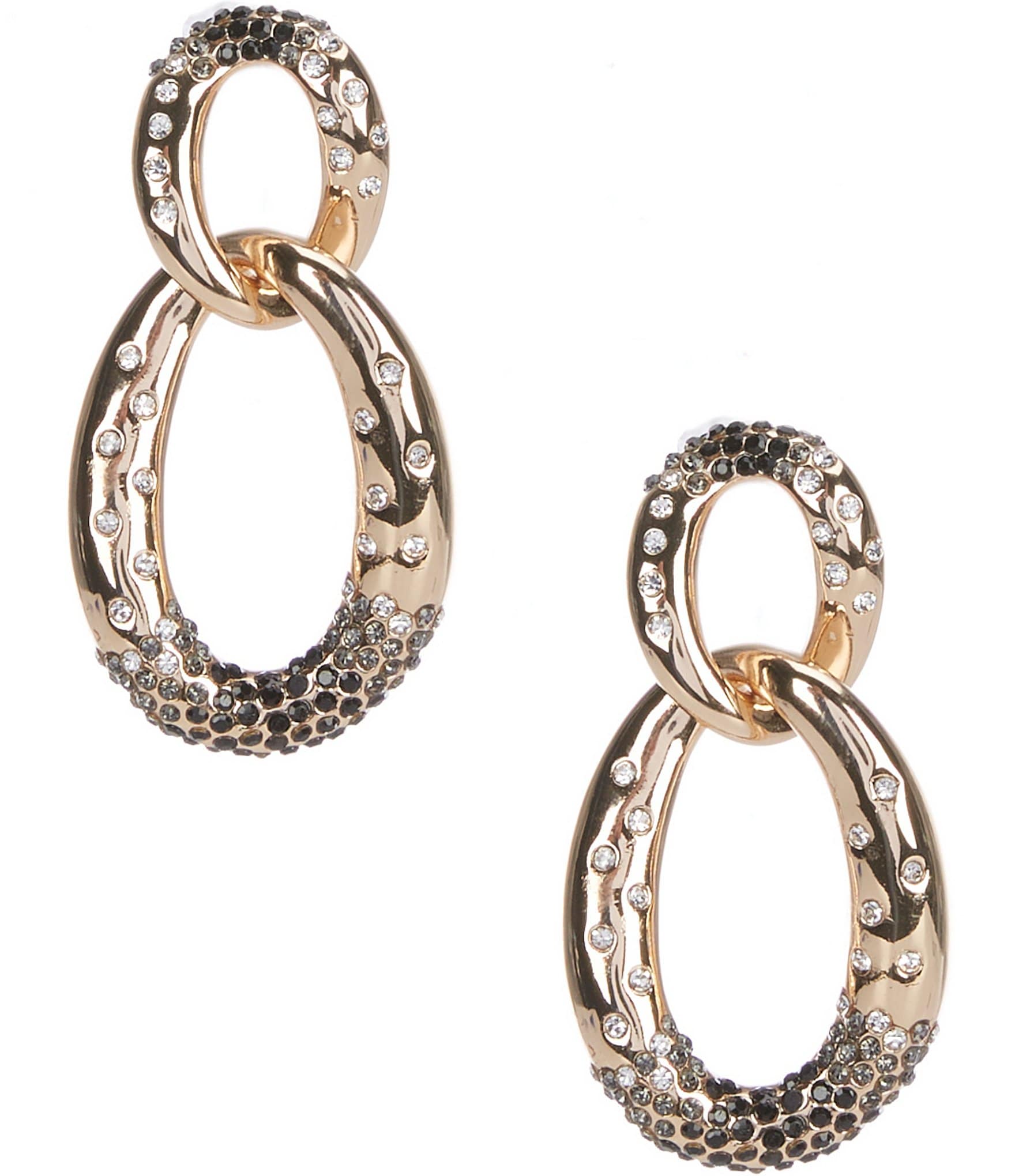 Gemma Layne Jet Ombre Pave Double Curb Link Drop Earrings