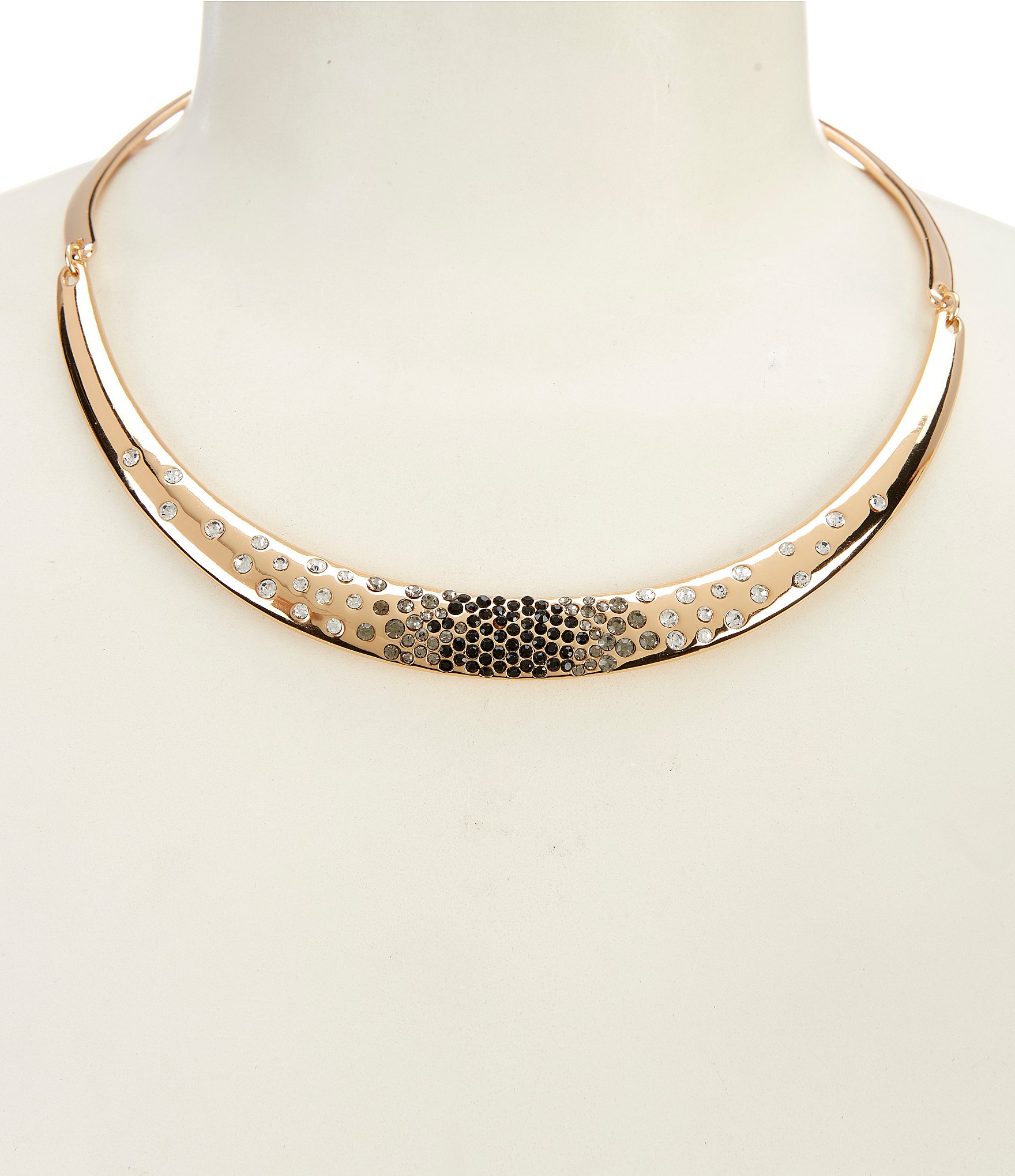 Gemma Layne Jet Ombre Pave Metal Bar Crystal Collar Necklace