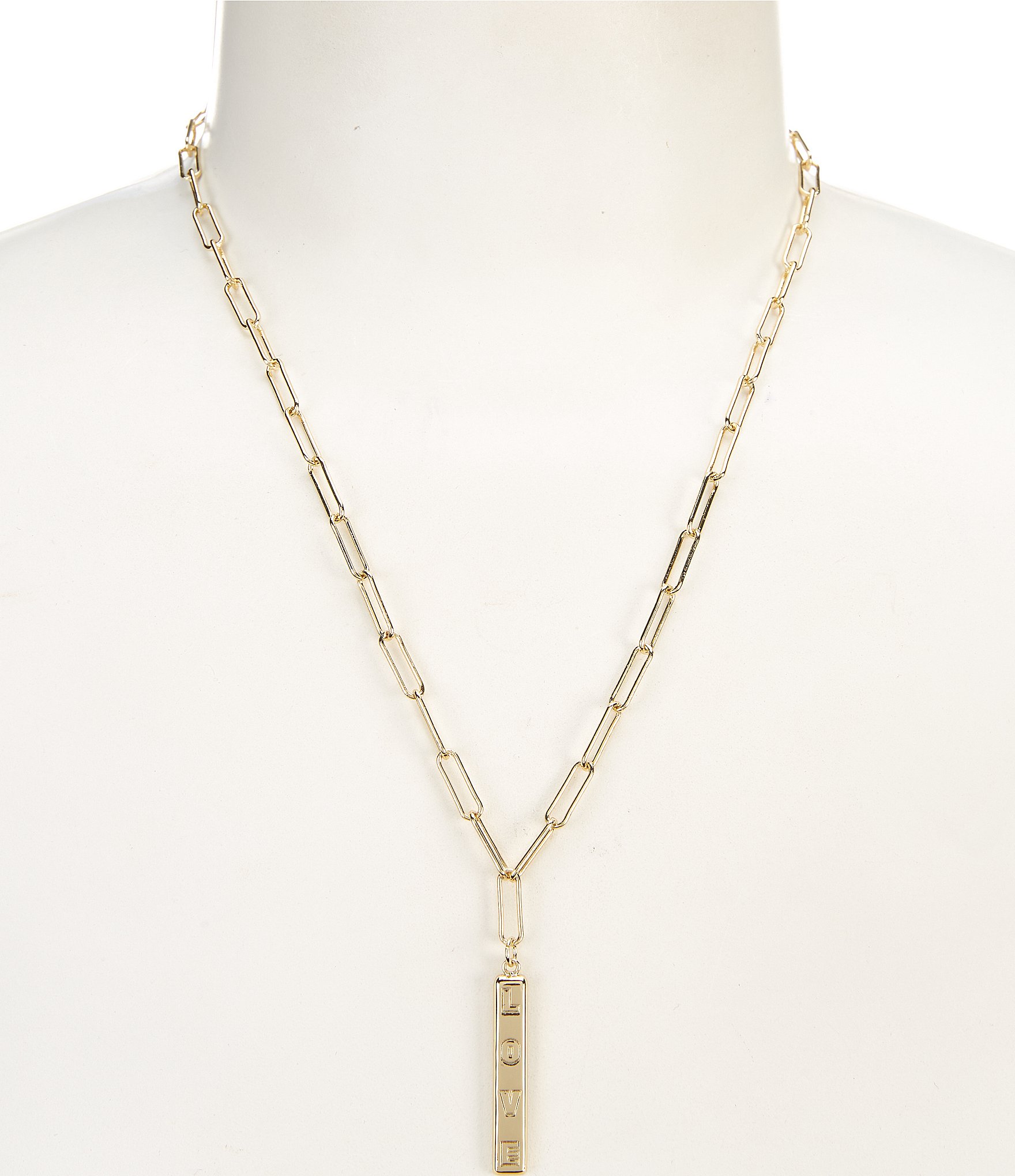 Gemma Layne Love Charm Paperclip Chain Short Pendant Necklace | Dillard's